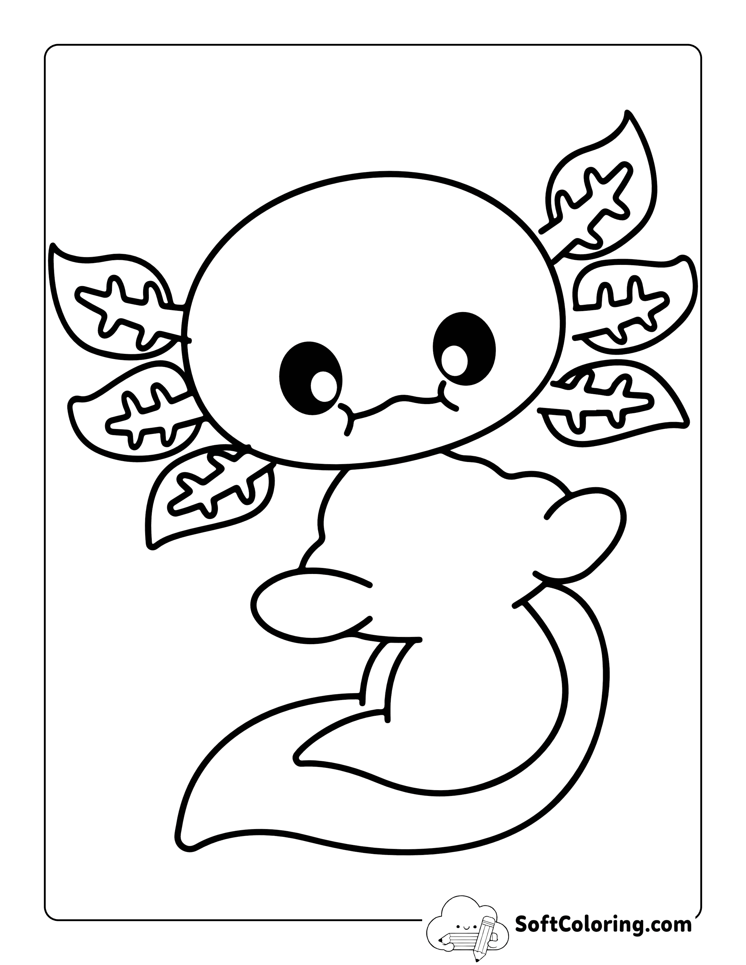 Holding Breath - Easy Cute Axolotl Coloring Page