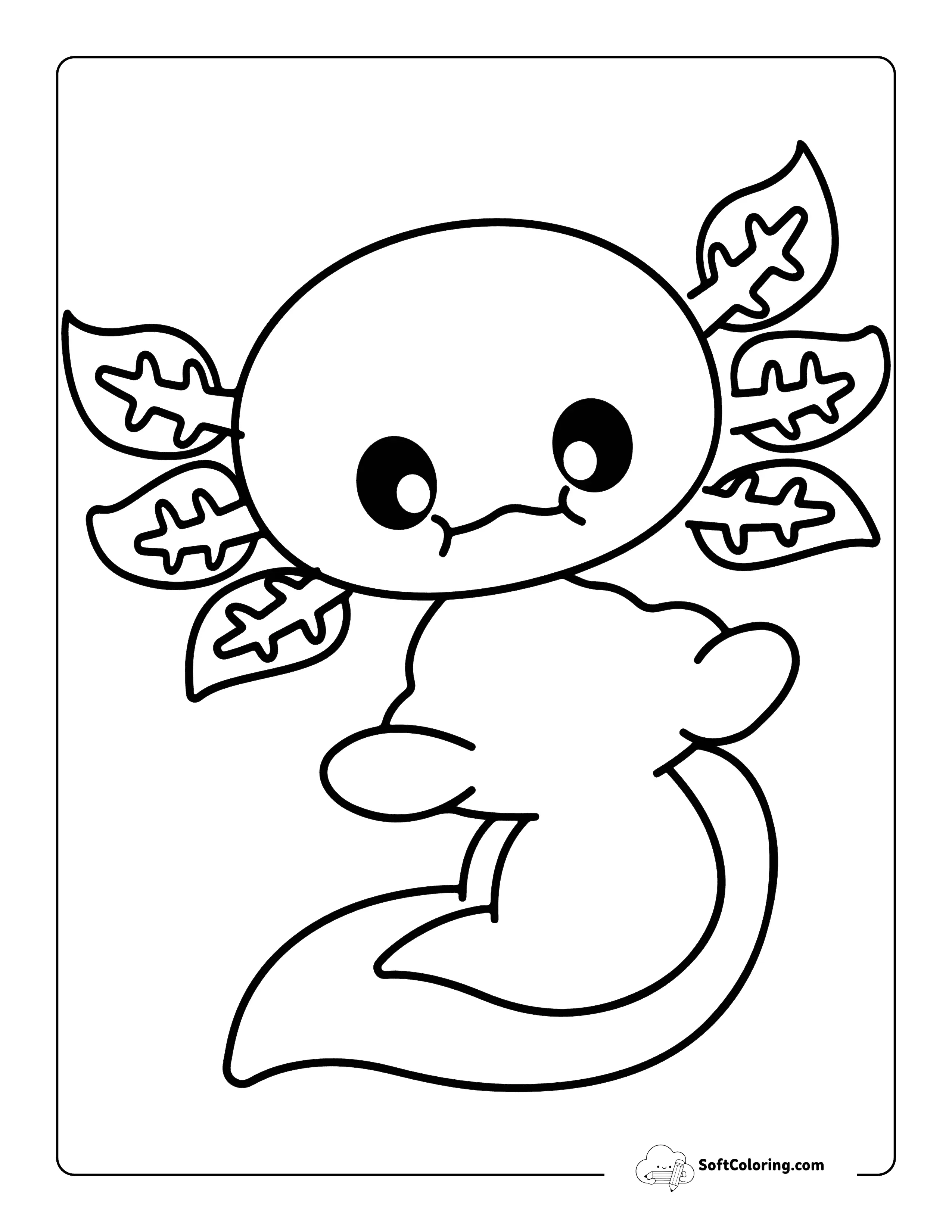Holding Breath - Easy Cute Axolotl Coloring Page
