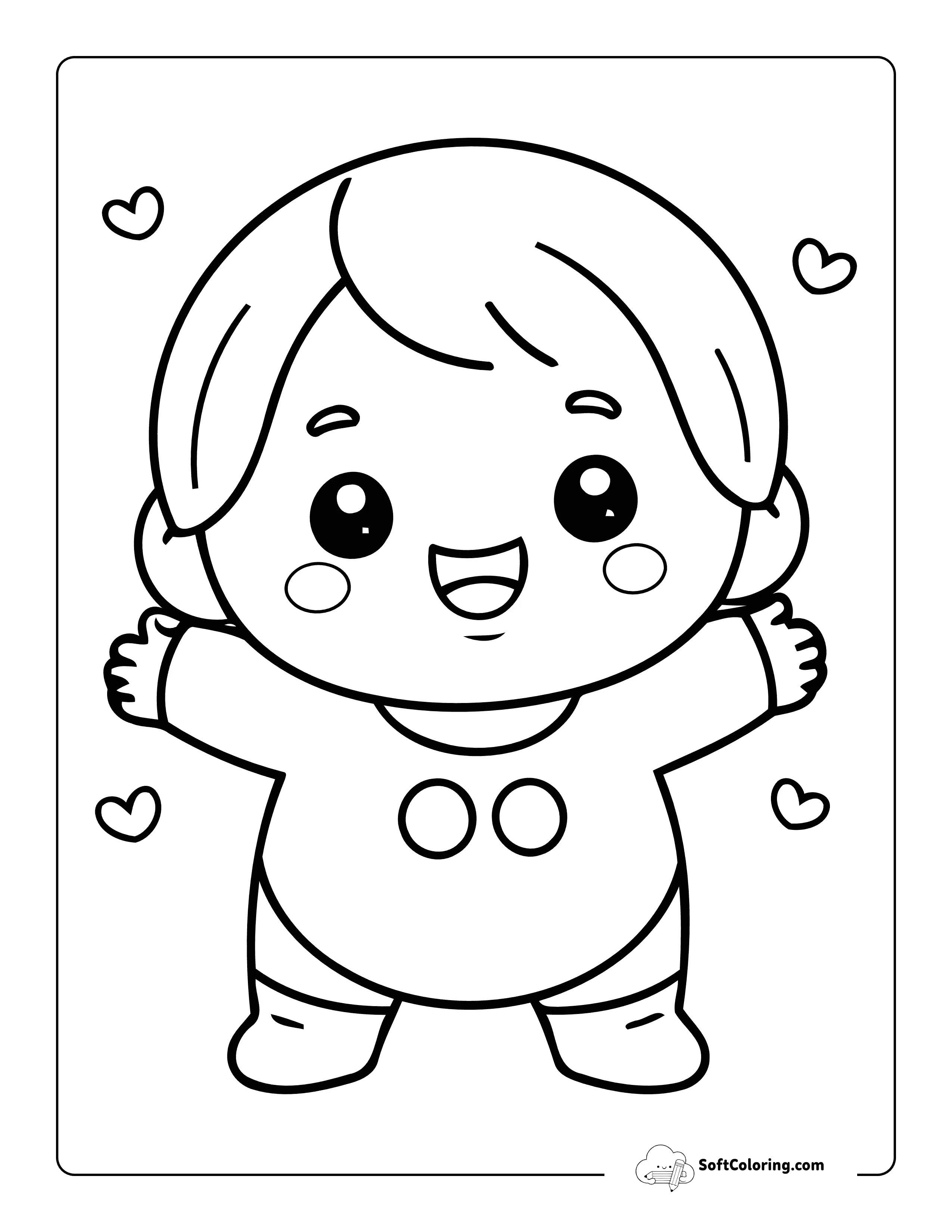 Adorable Cartoon Baby Drawing For Preschoolers