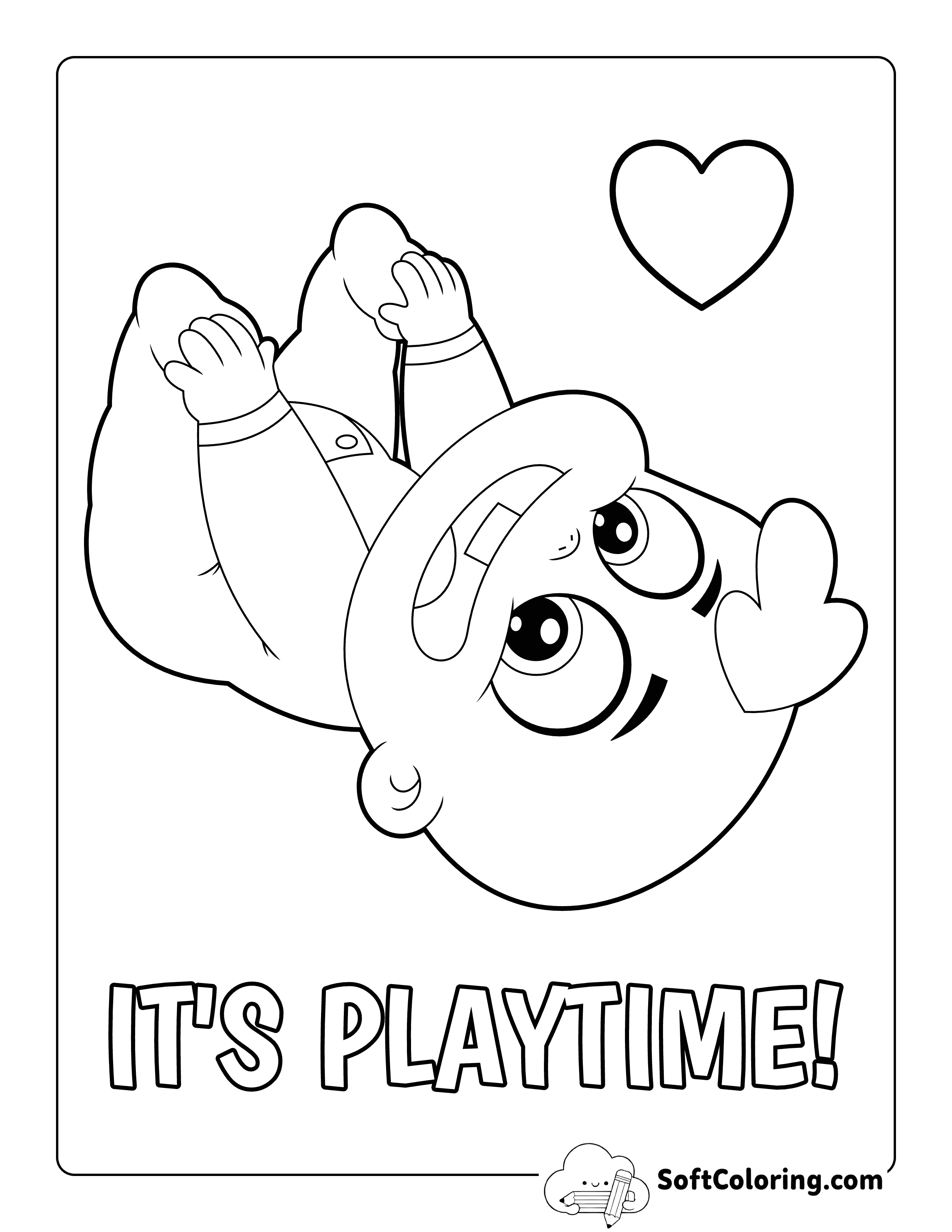 "It's Playtime!" - Simple Baby Coloring Page for Kids