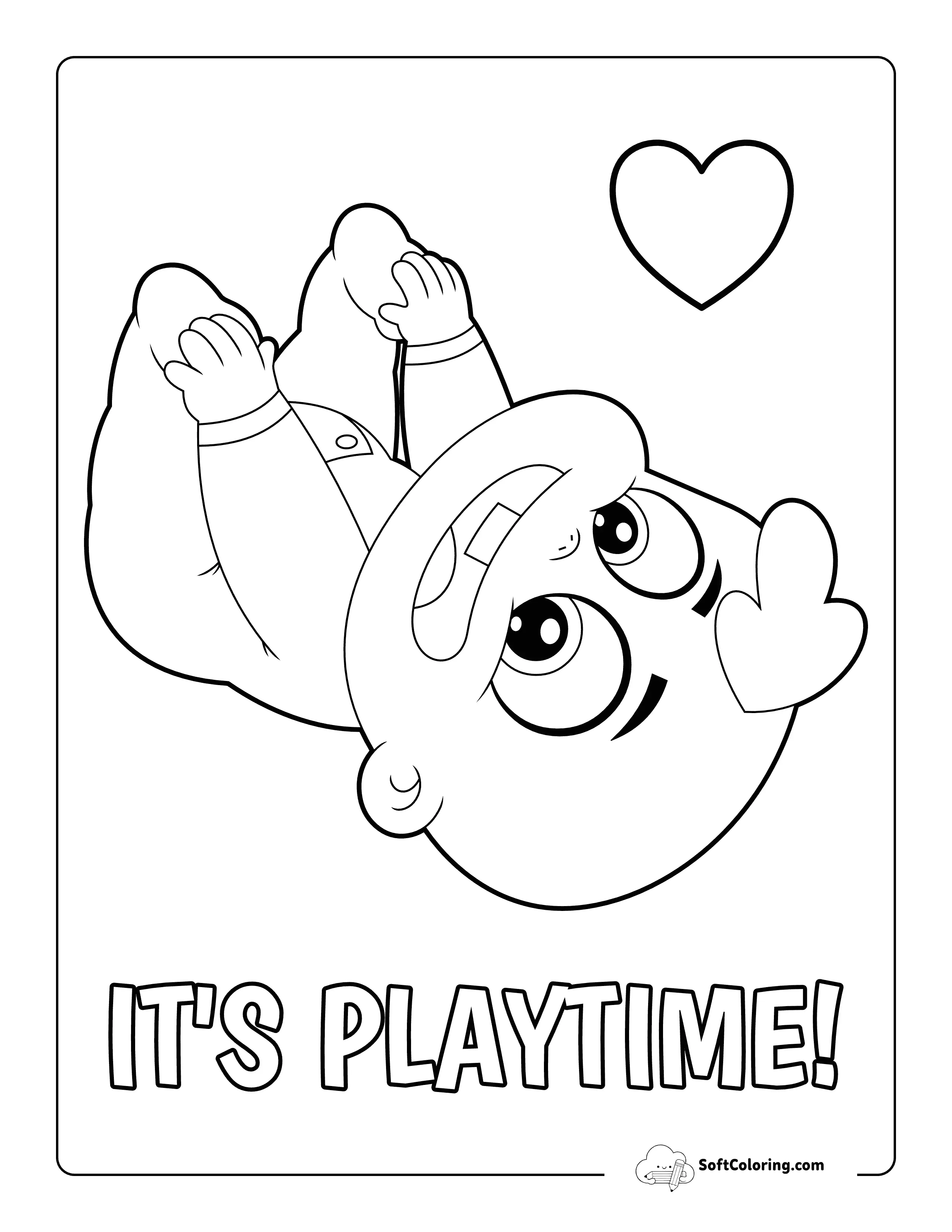 "It's Playtime!" - Simple Baby Coloring Page For Kids