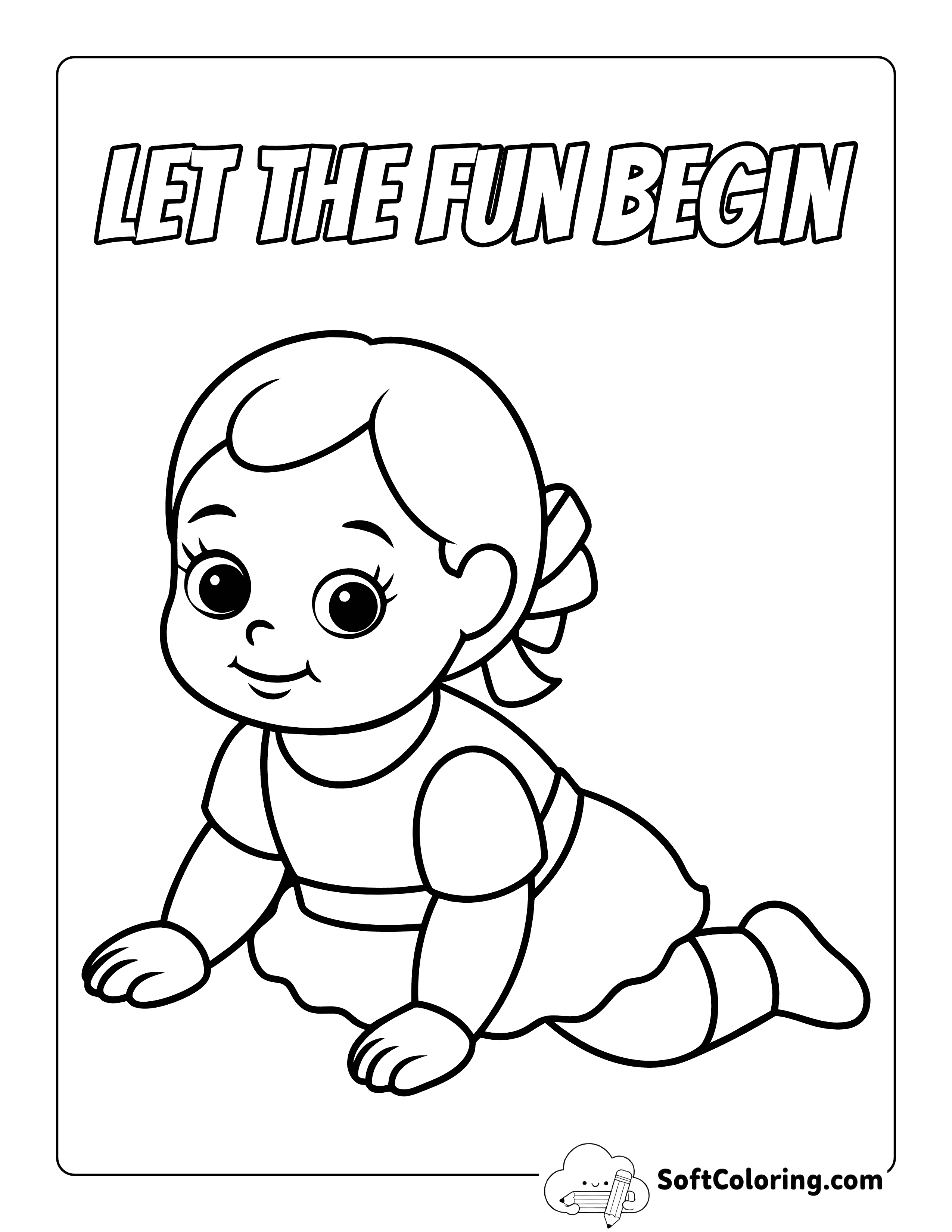 Simple Crawling Baby Girl to Color