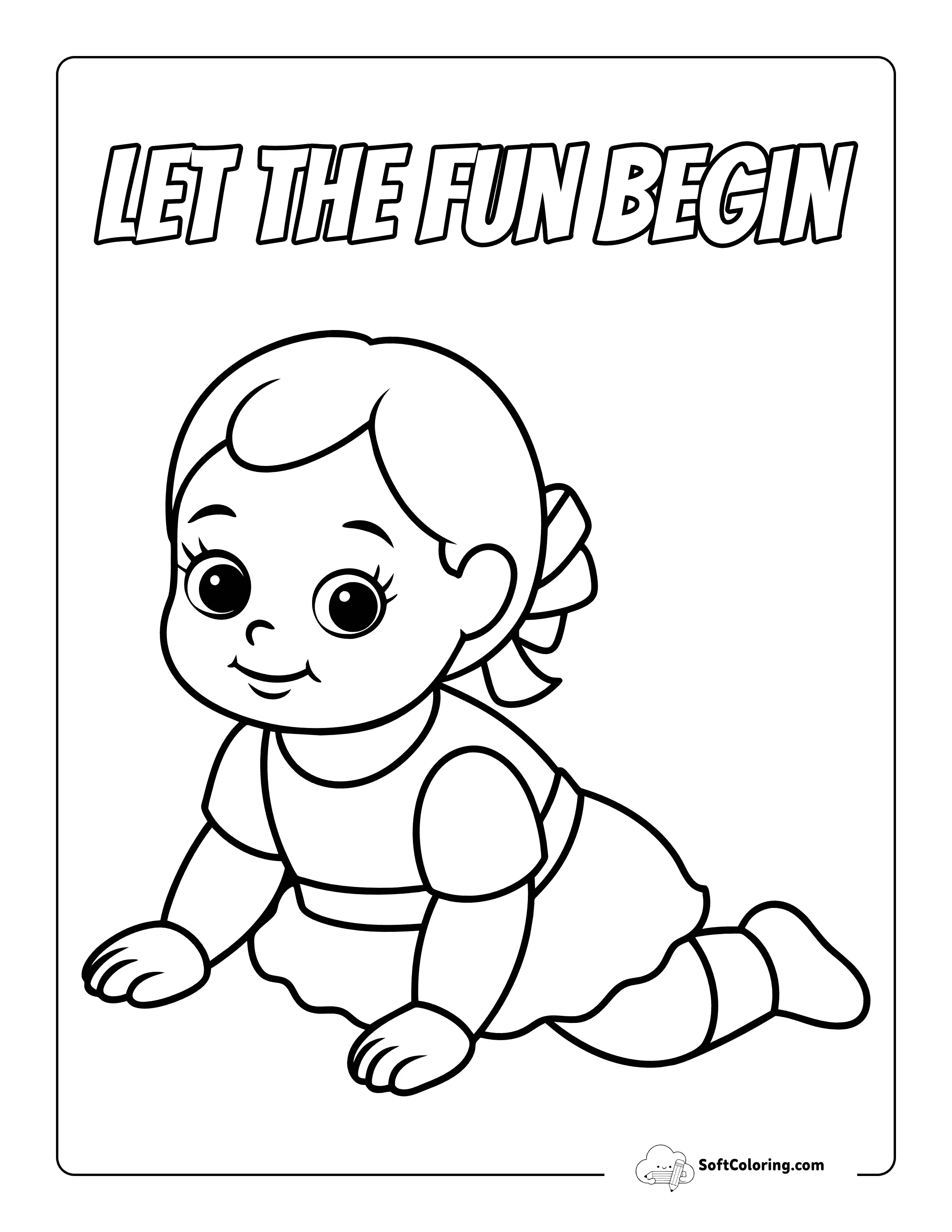 Simple Crawling Baby Girl To Color