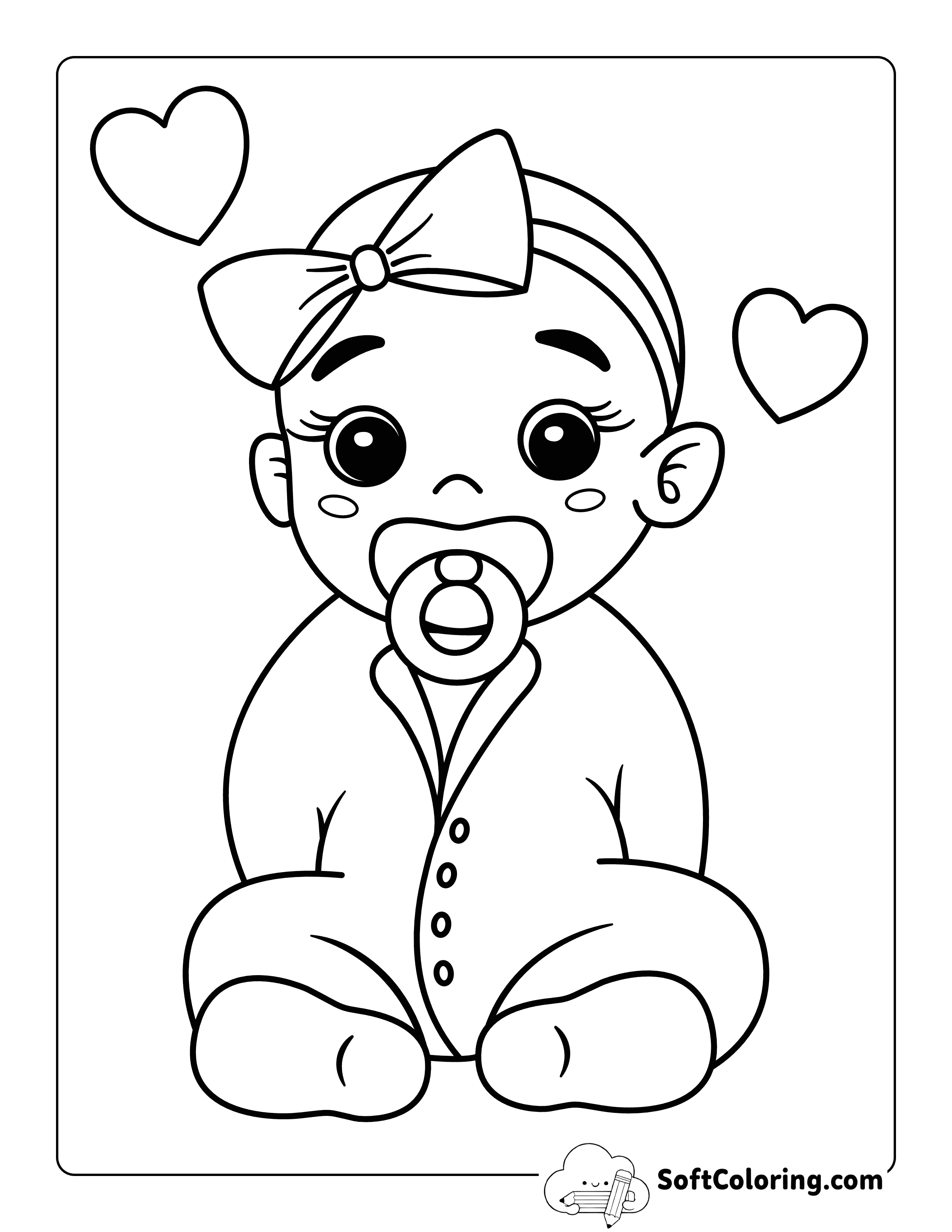 Easy Cute Baby Girl with Pacifier