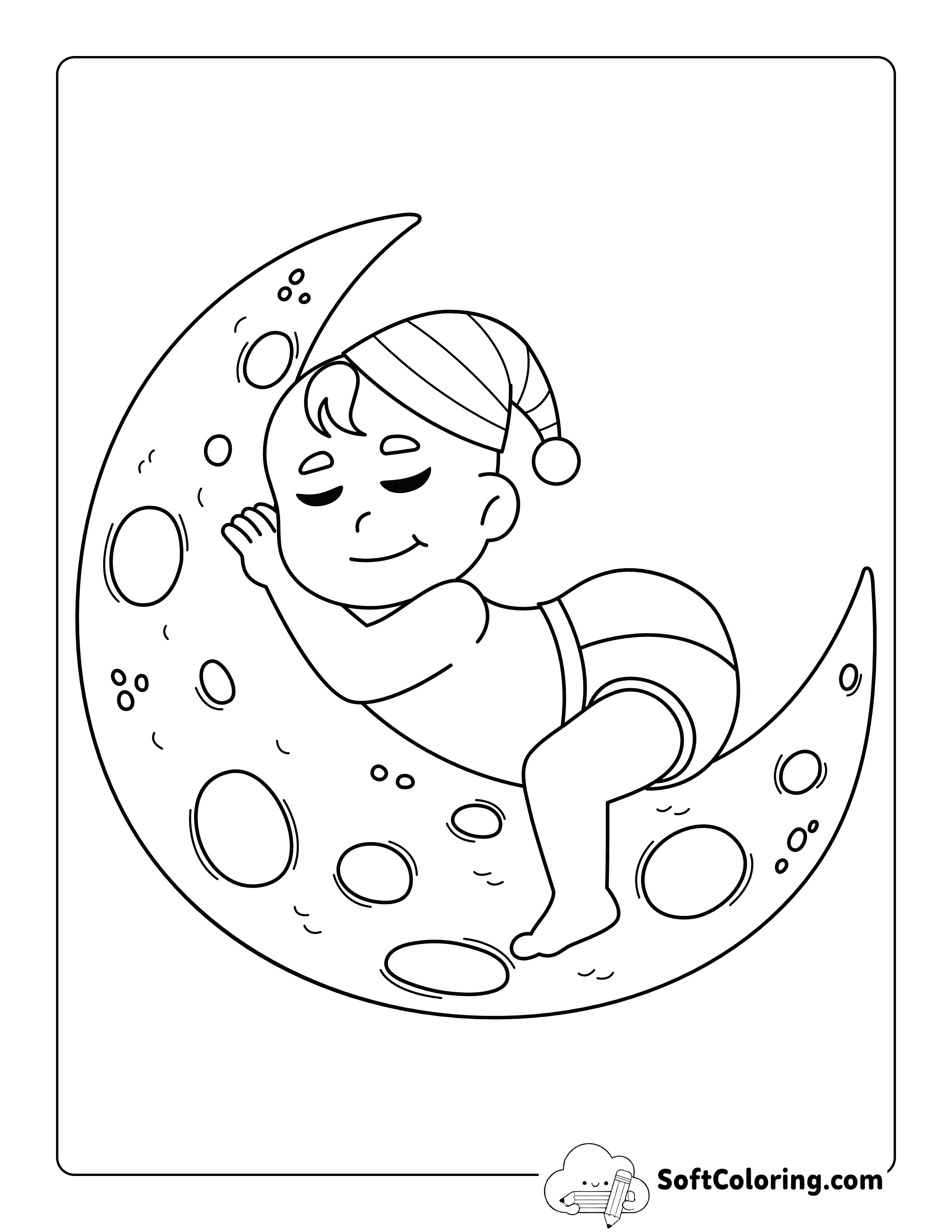 Sleepy Baby Napping on the Moon