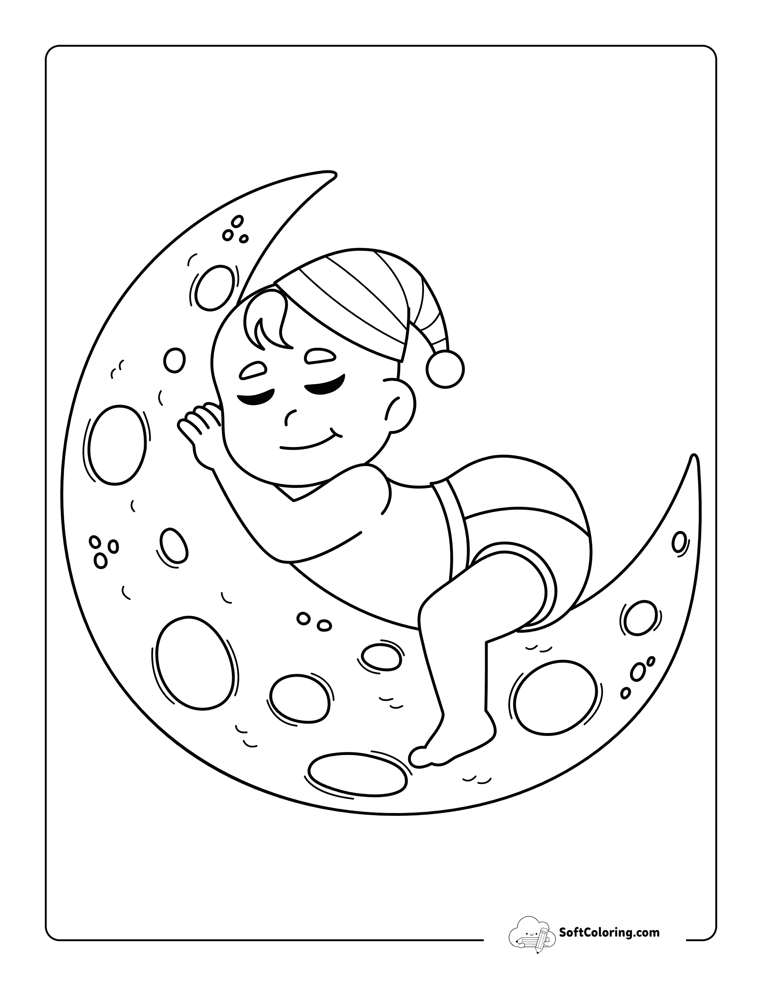 Sleepy Baby Napping On The Moon