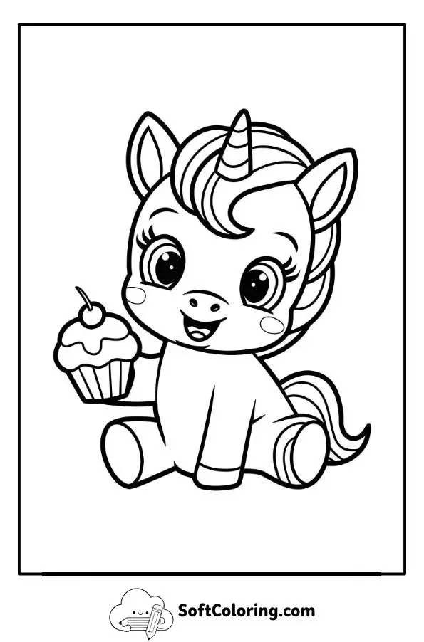 Baby Unicorn Coloring Page
