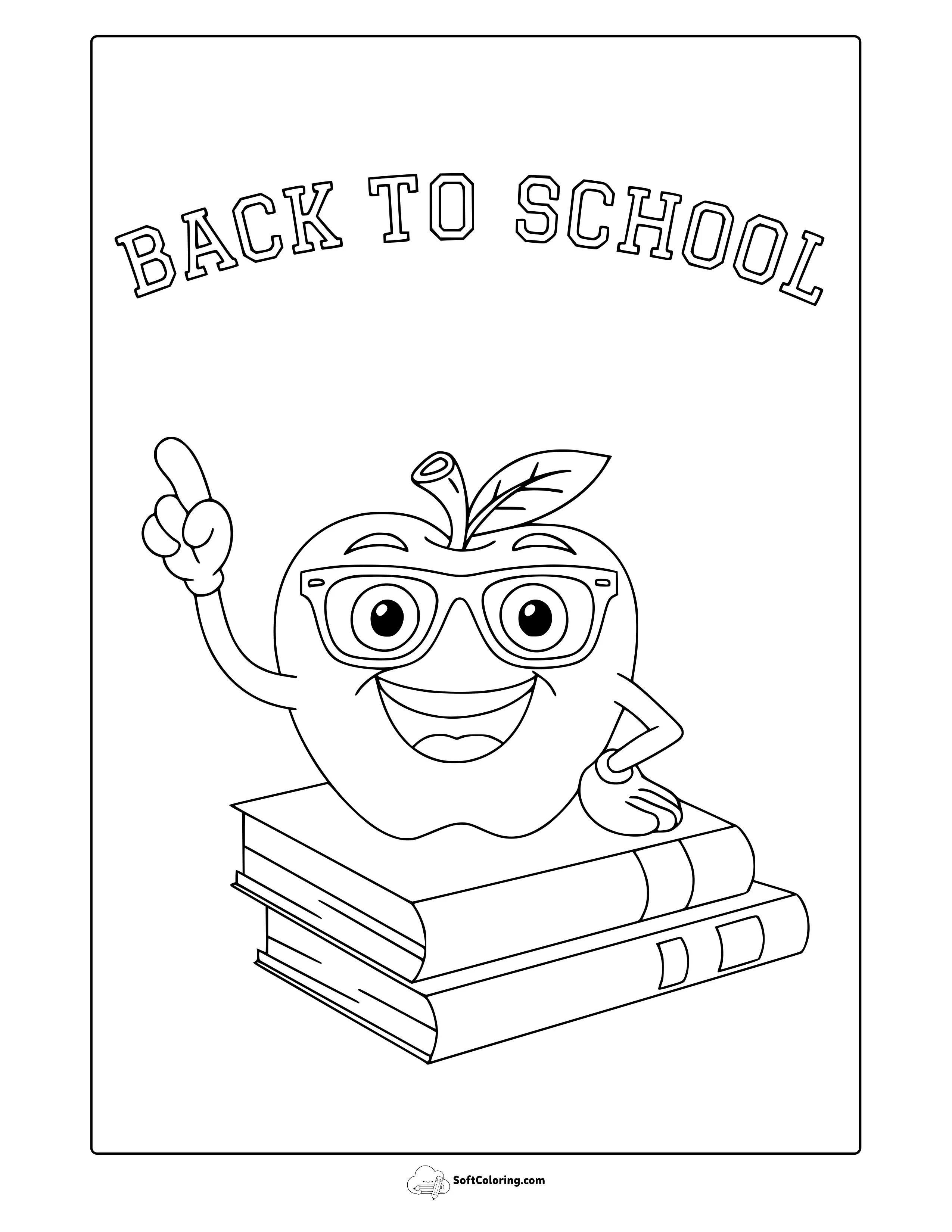 Back To School Apple Coloring Page
