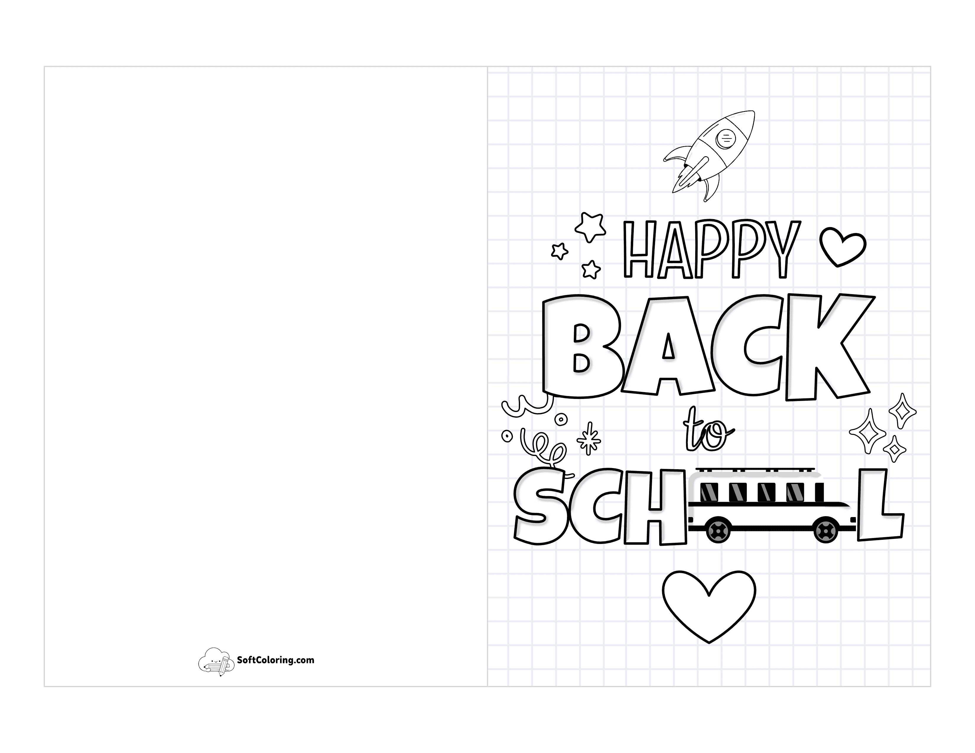 "Happy Back To School" Card For Students To Color