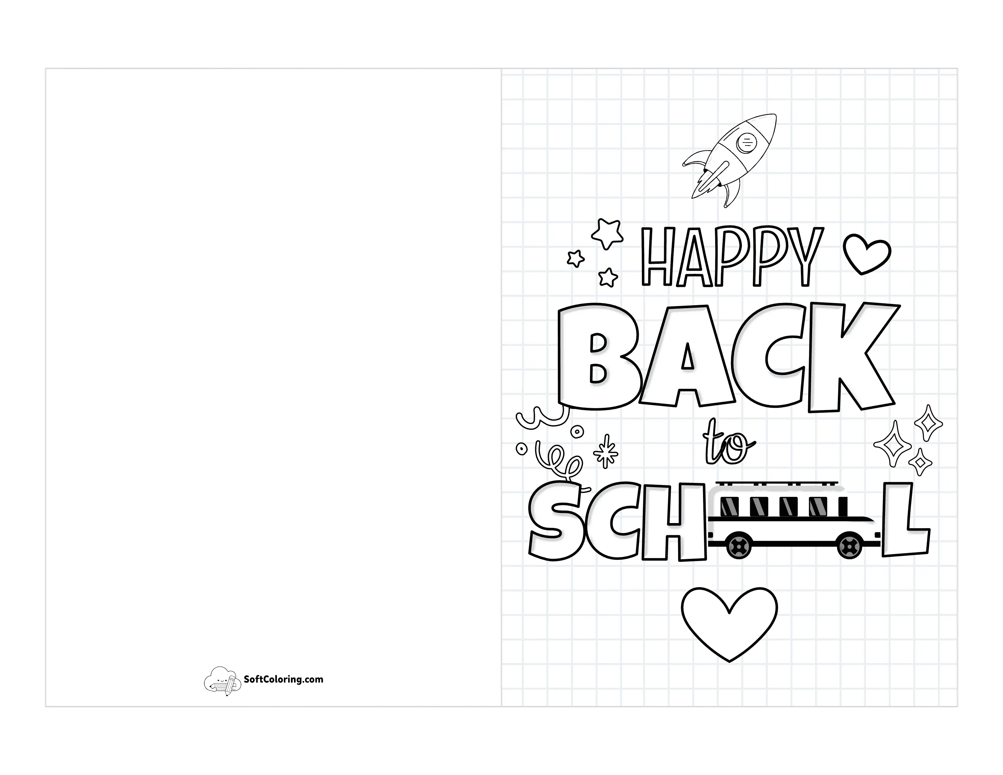 "Happy Back To School" Card For Students To Color