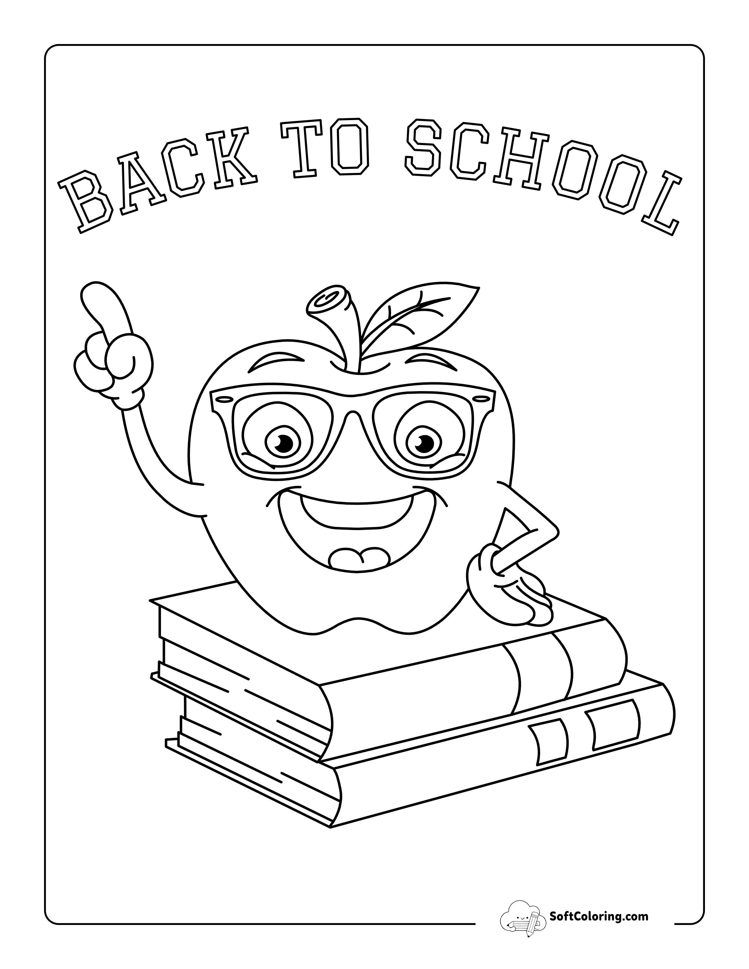 "Back To School" Apple Coloring Sheet For Kids