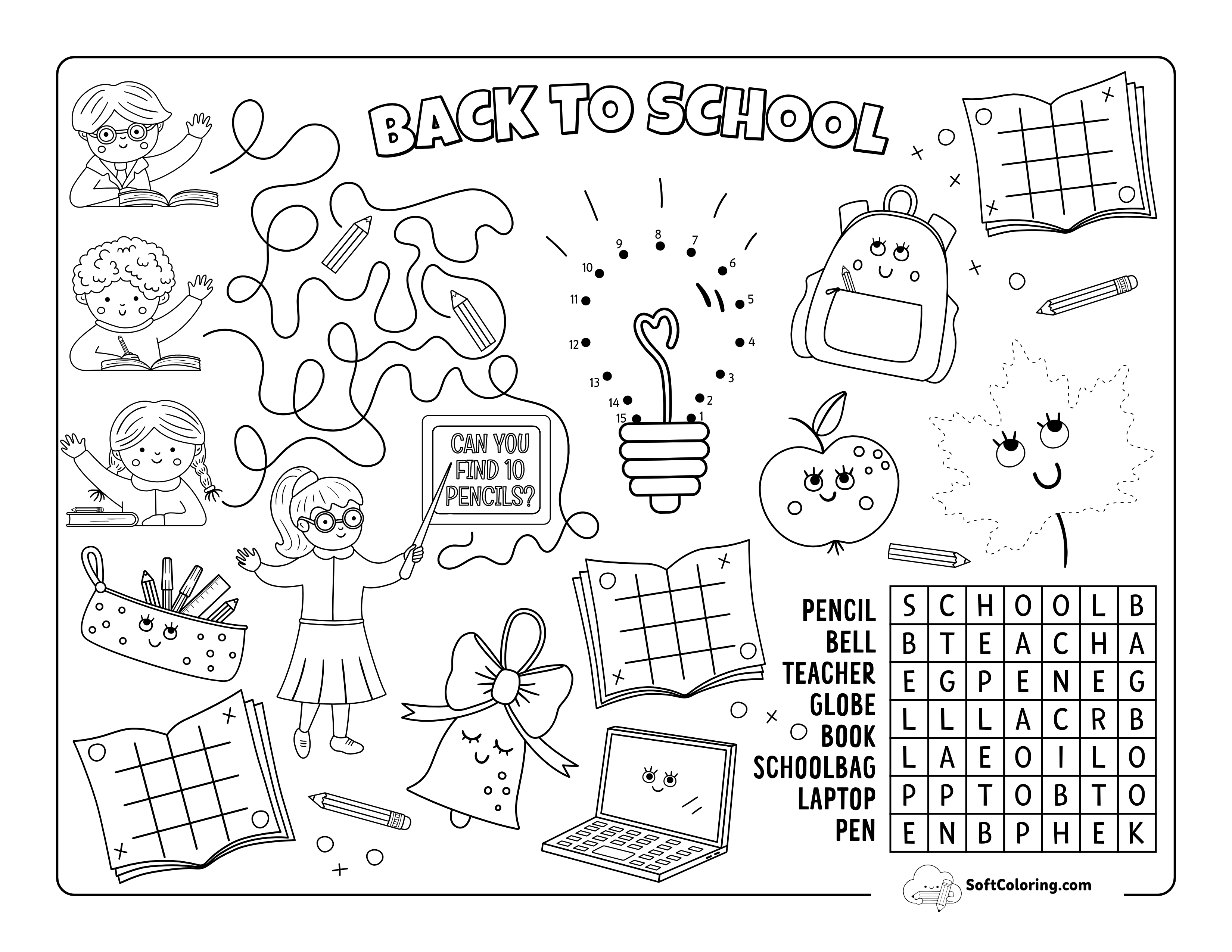 Back To School Puzzle Sheet For Kids