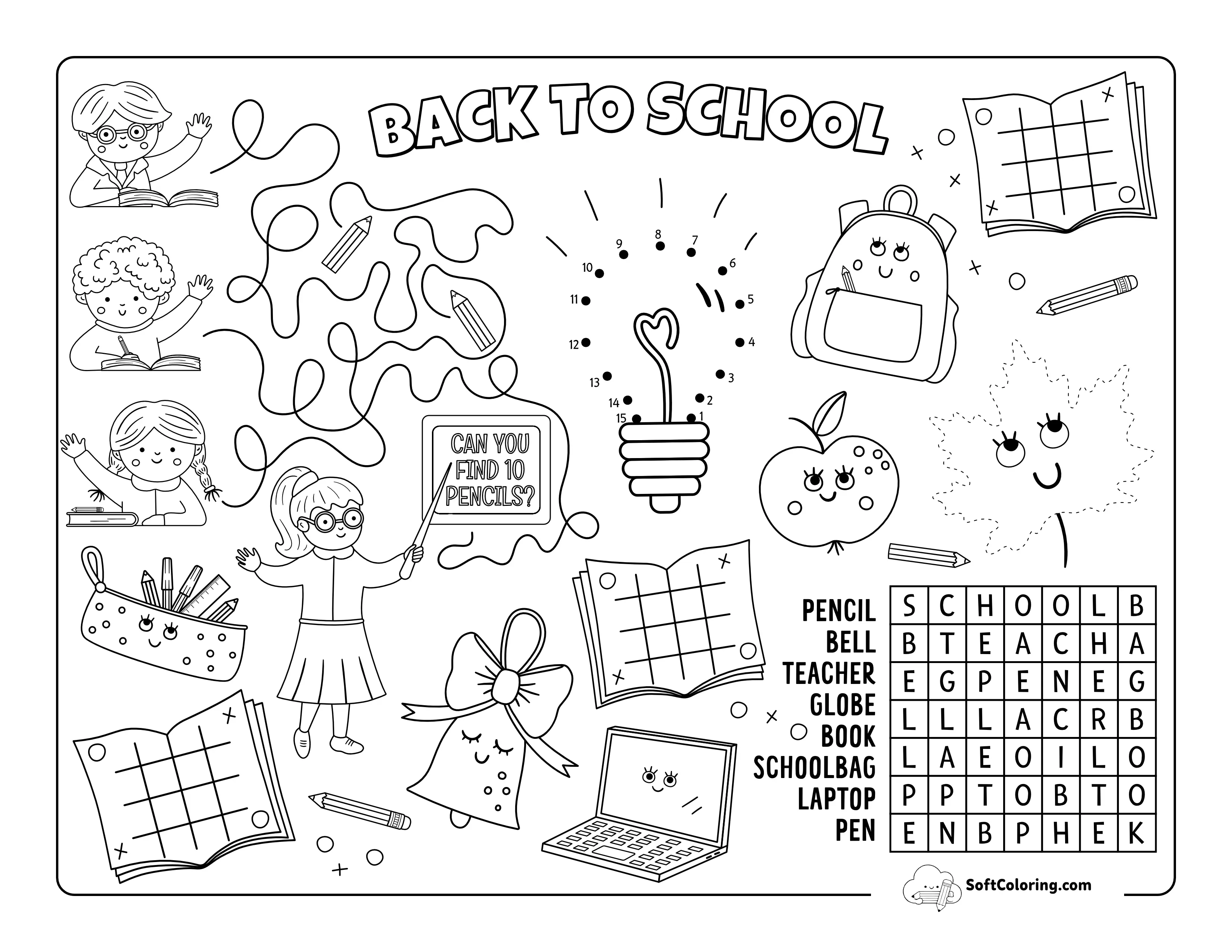 Back To School Puzzle Sheet For Kids
