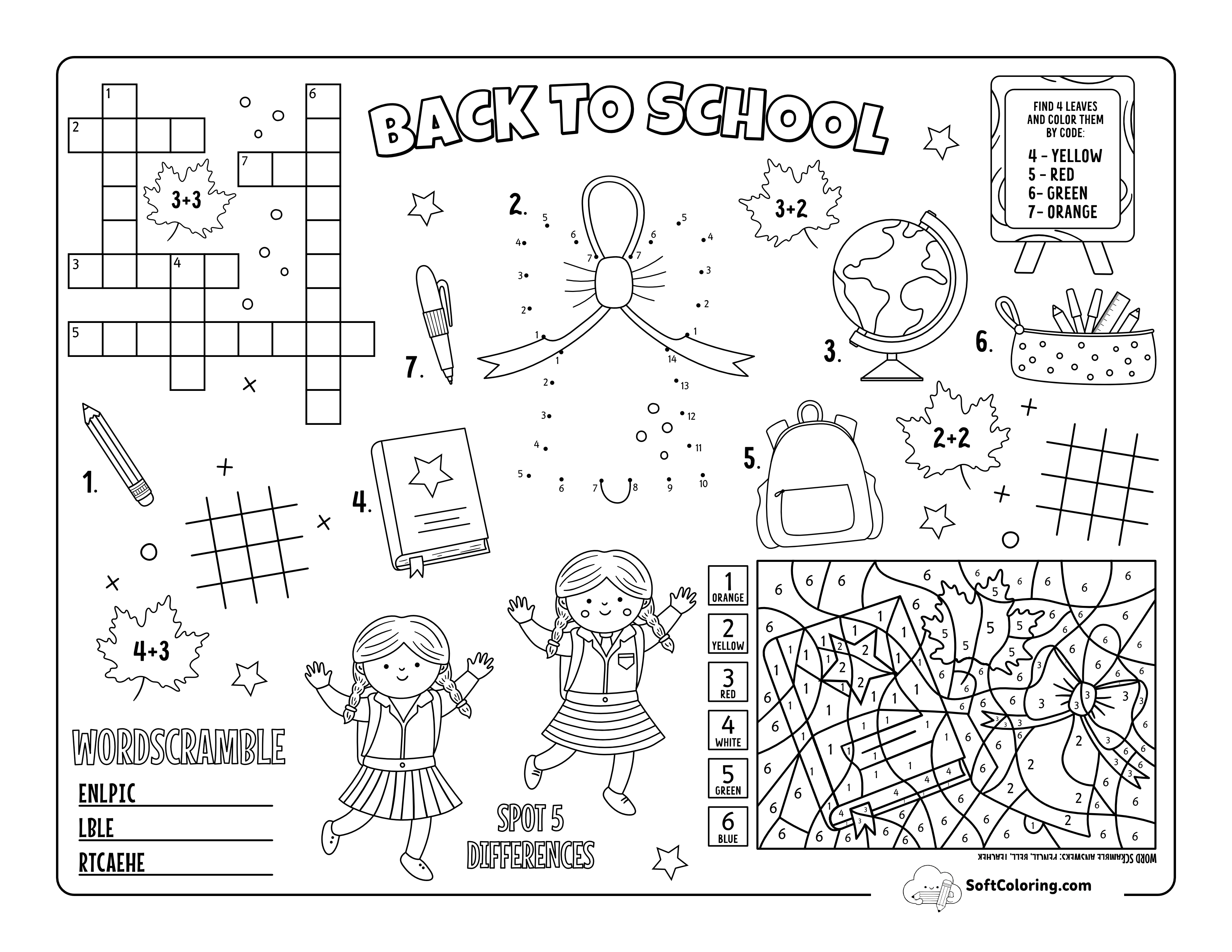 Back To School Activity Sheet For Kids