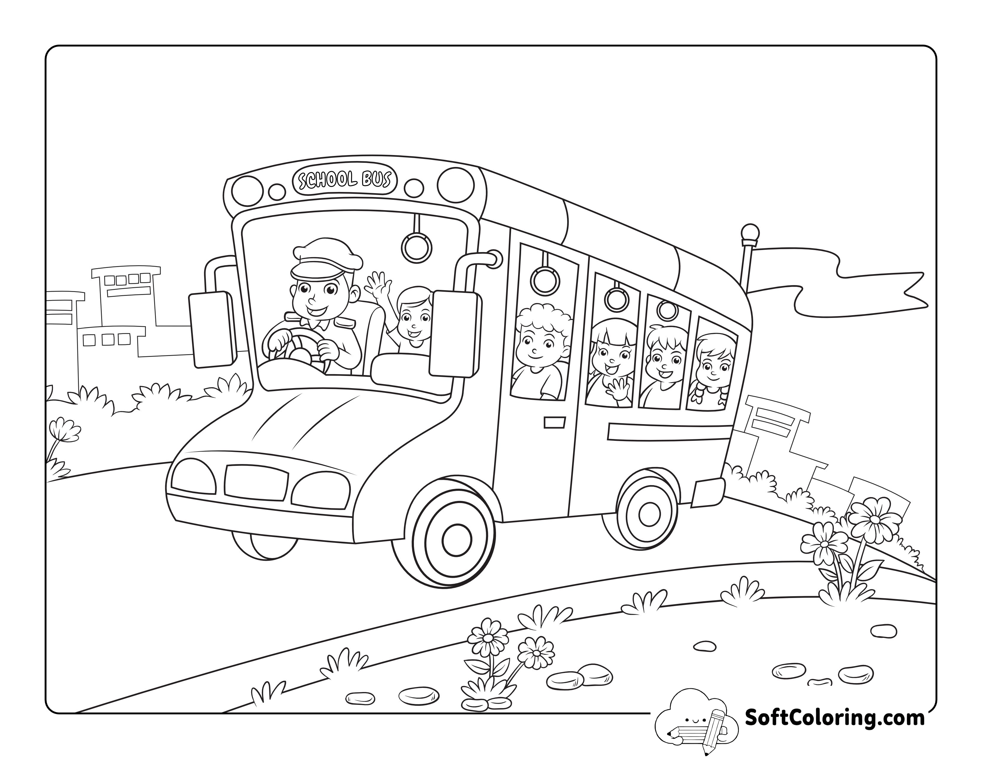 School Bus Coloring Sheet for Kids