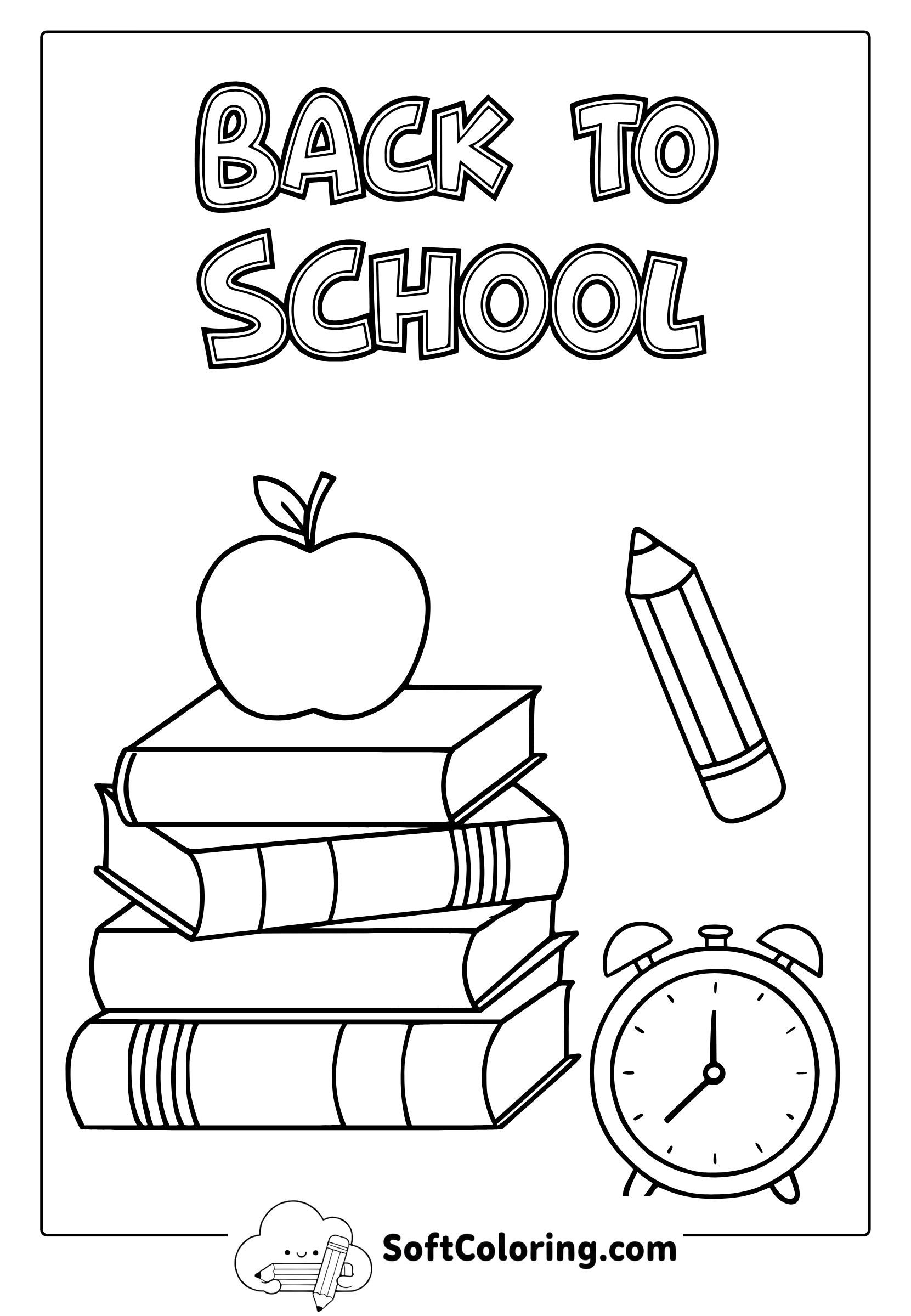 back to school materials coloring page