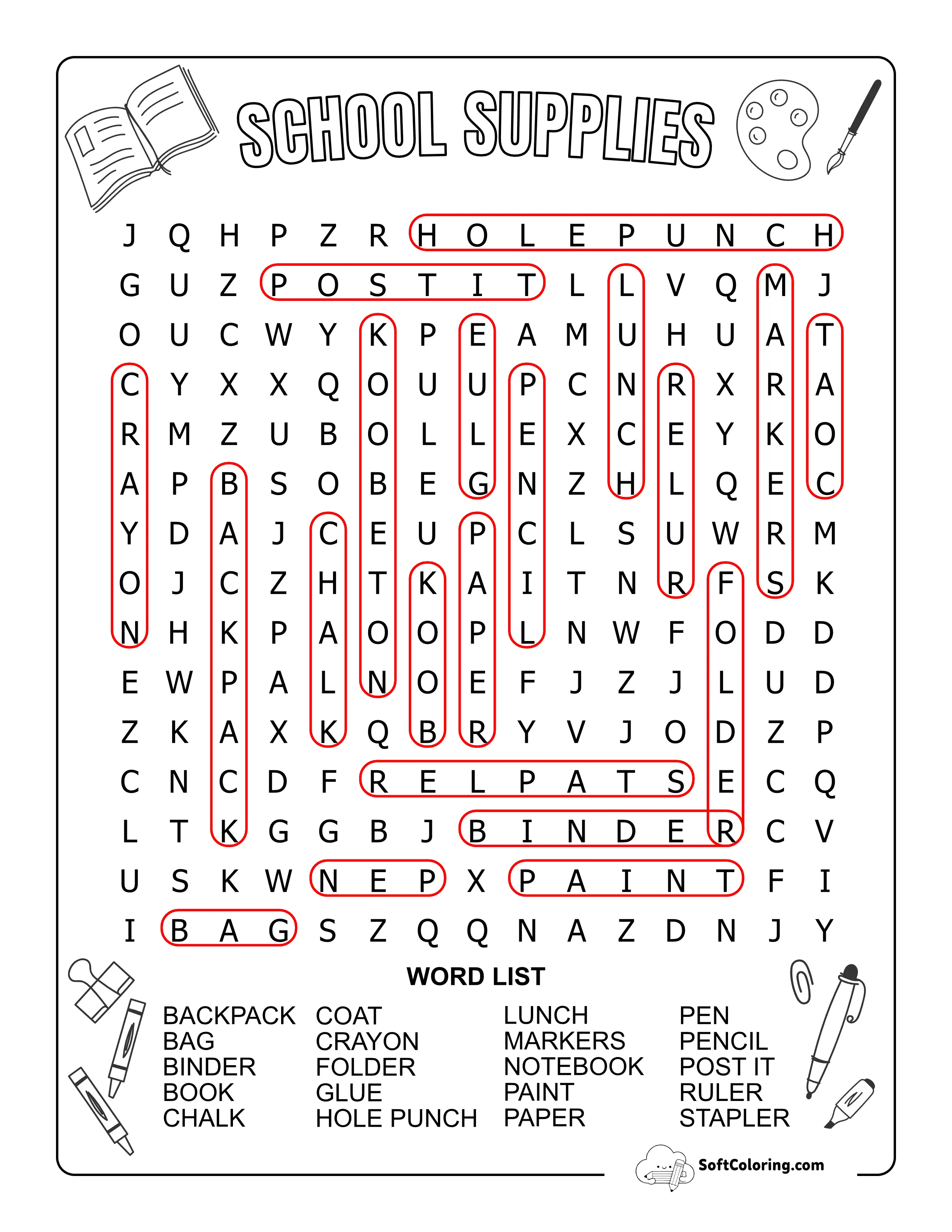 School Supplies - Medium Answers