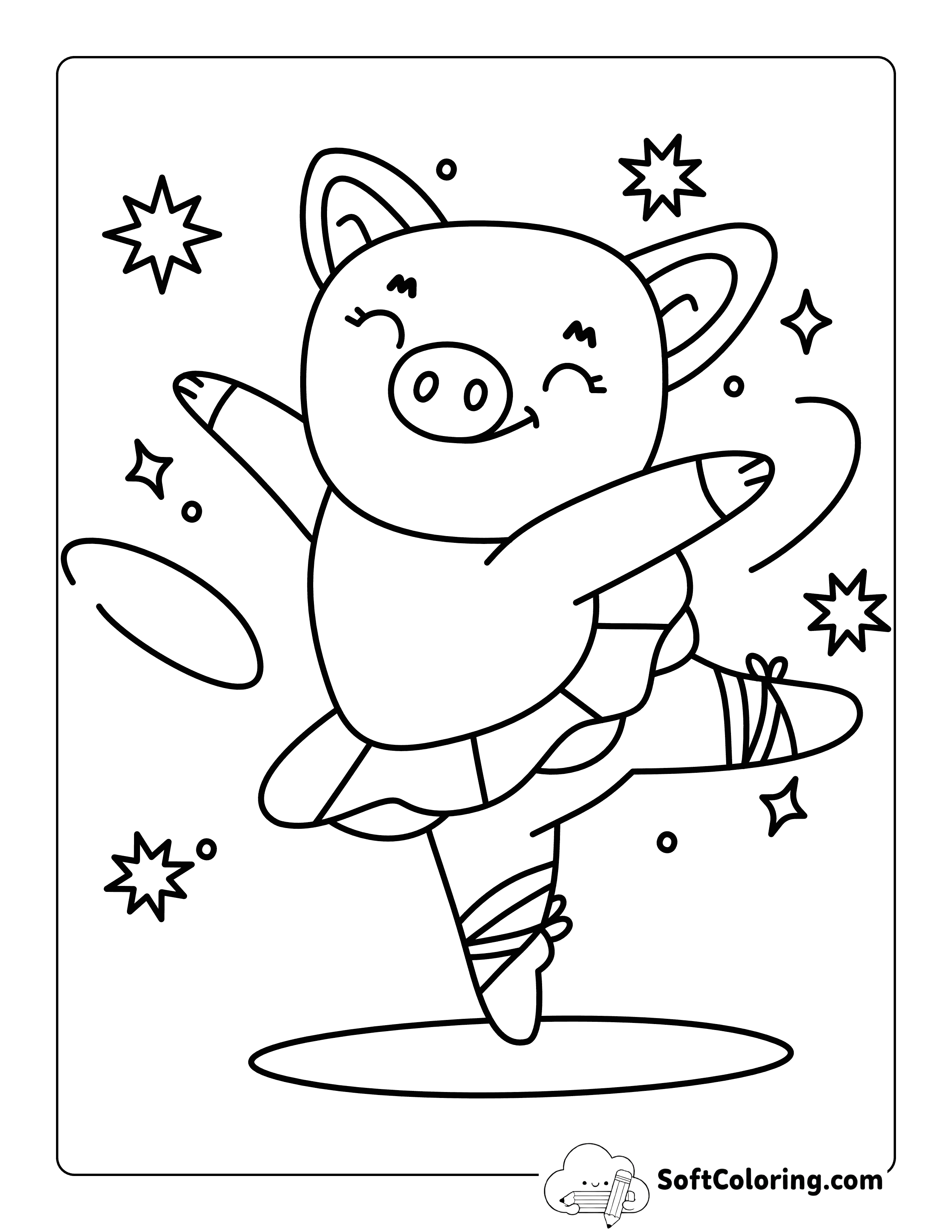 Cute Easy Pig Ballet Dancer in a Tutu Printables