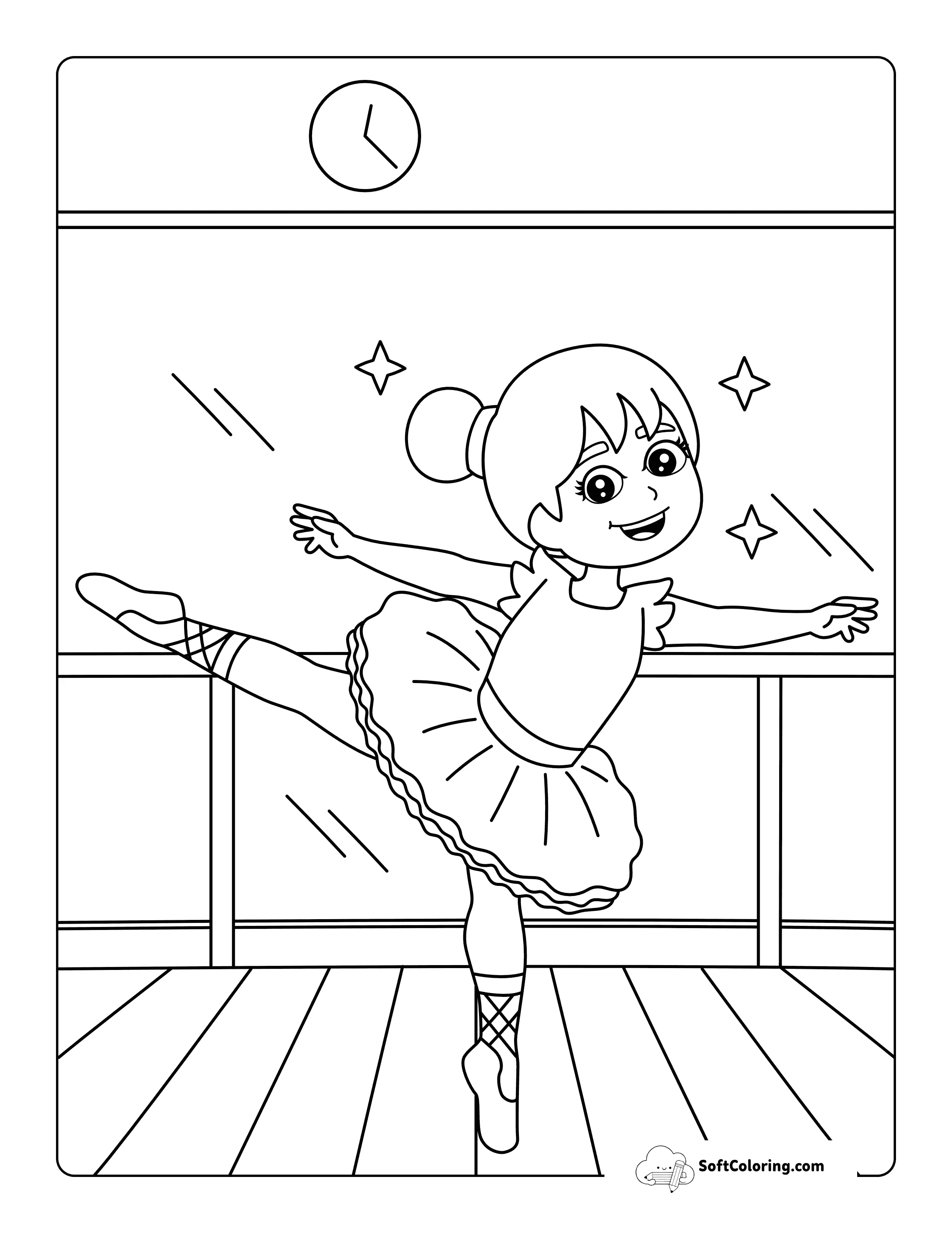 Easy Realistic Ballerina Coloring Page For Kids To Color