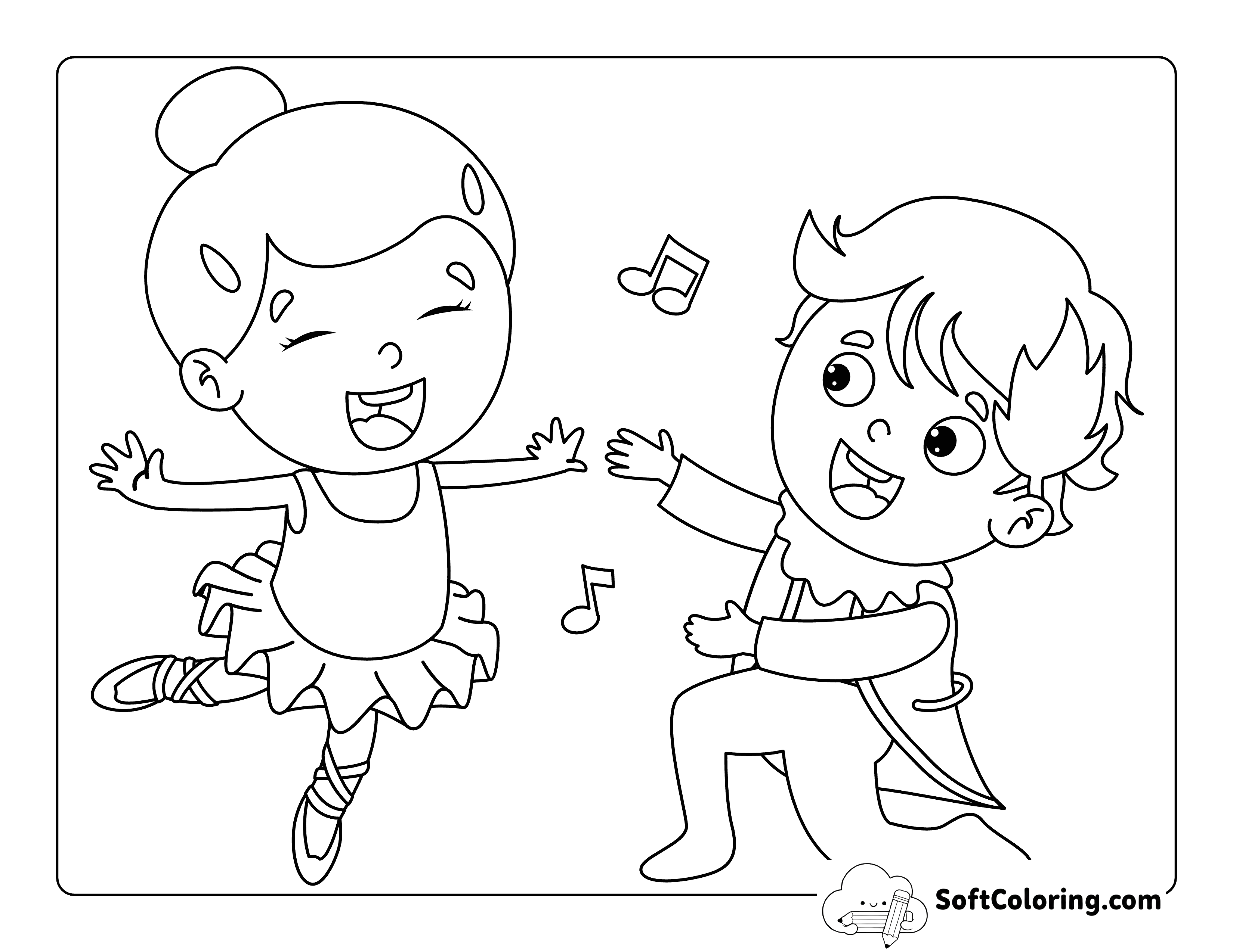 Simple Cute Girl and Boy Ballet Dancers Printable
