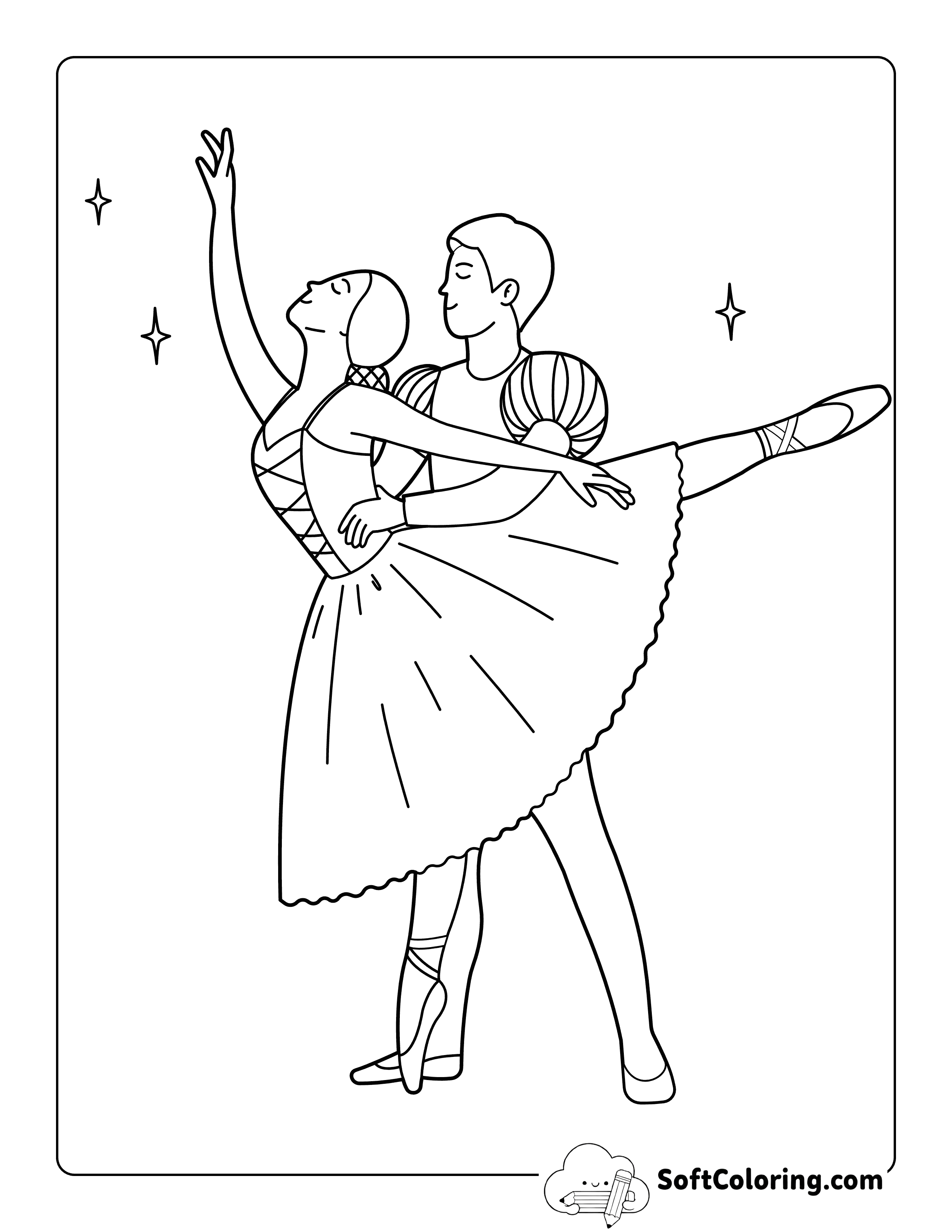 Easy Realistic Ballet Dancer Couple Drawing for Kids