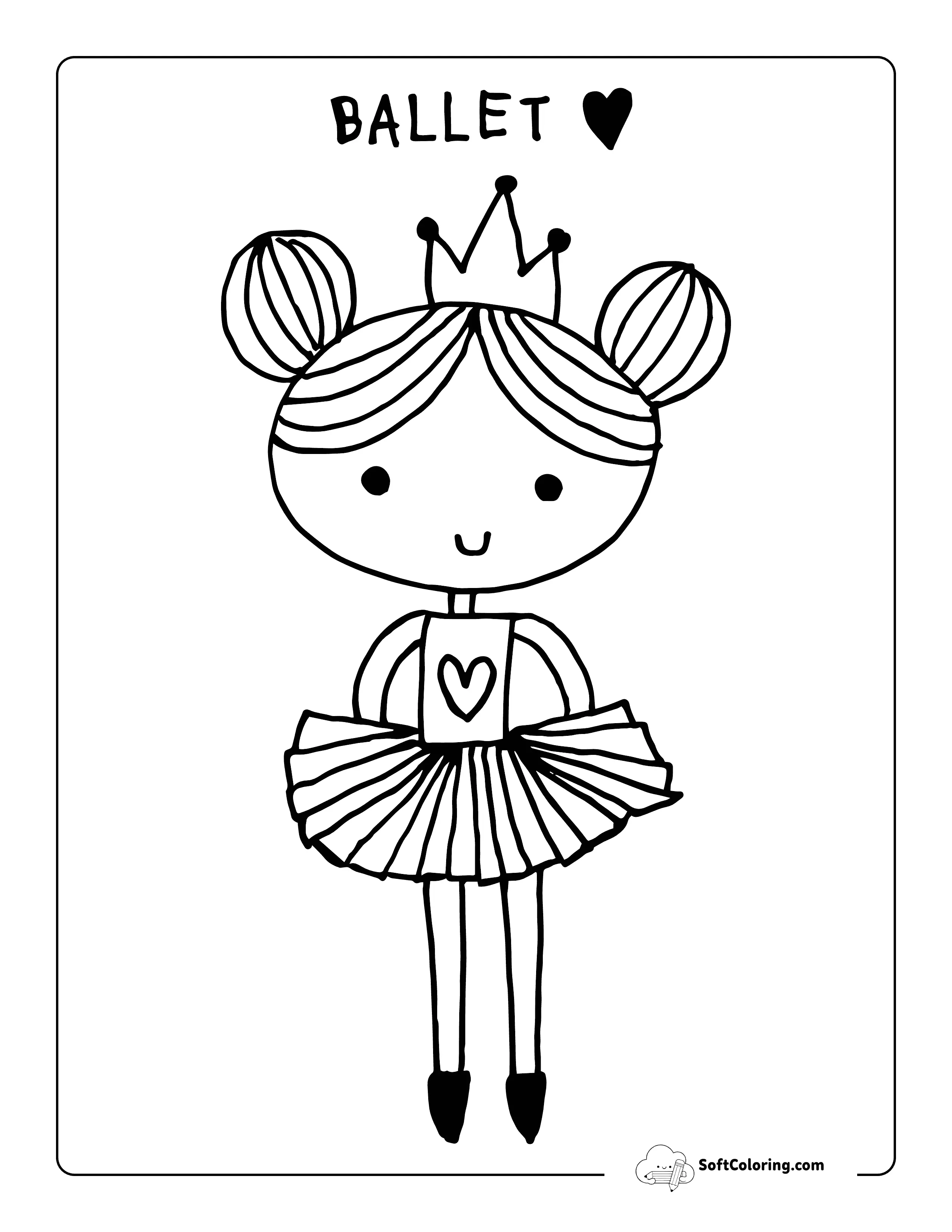 Simple Cute Ballerina Drawing For Preschoolers To Color