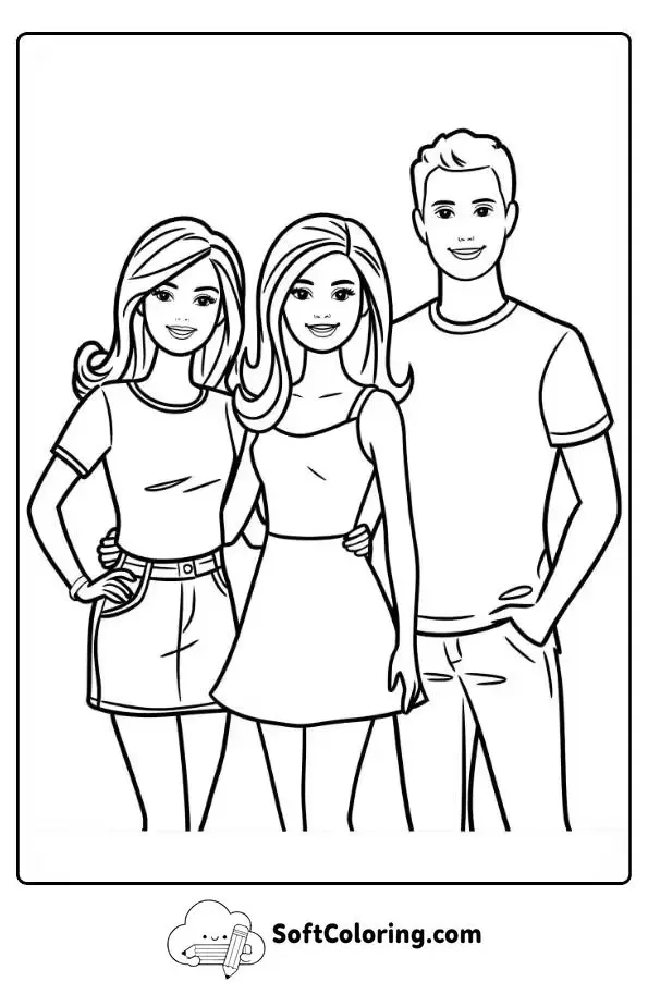 Barbie And Friends Coloring Page