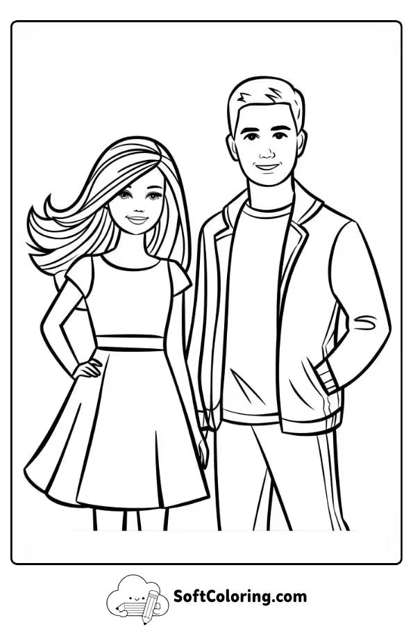 Barbie and Ken Coloring Page