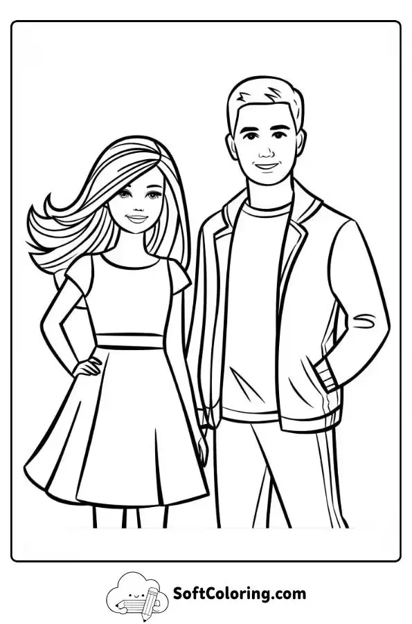 Barbie And Ken Coloring Page