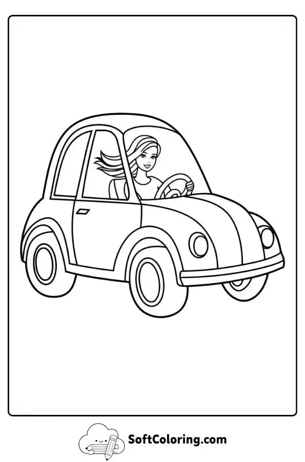 Barbie Car Coloring Page