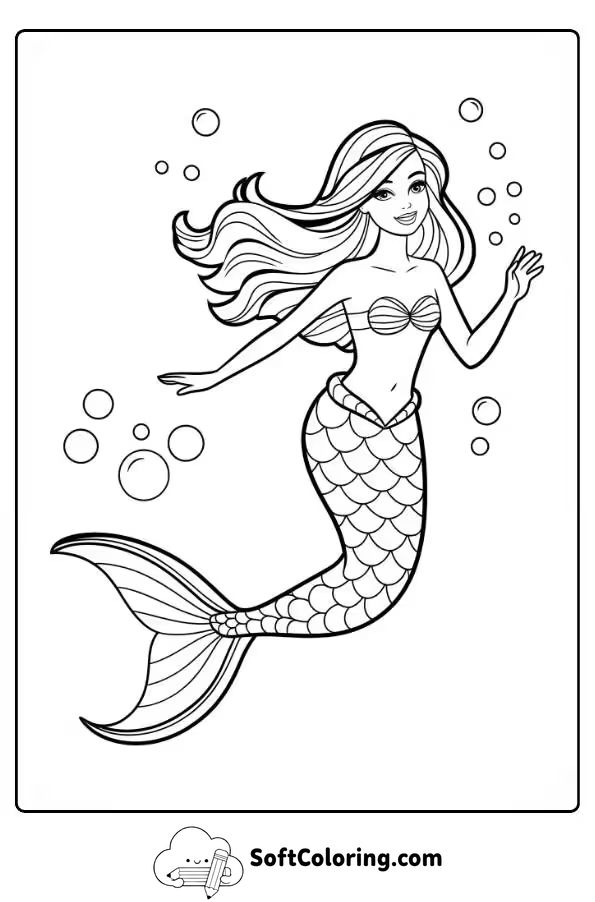 Barbie Mermaid Coloring Page
