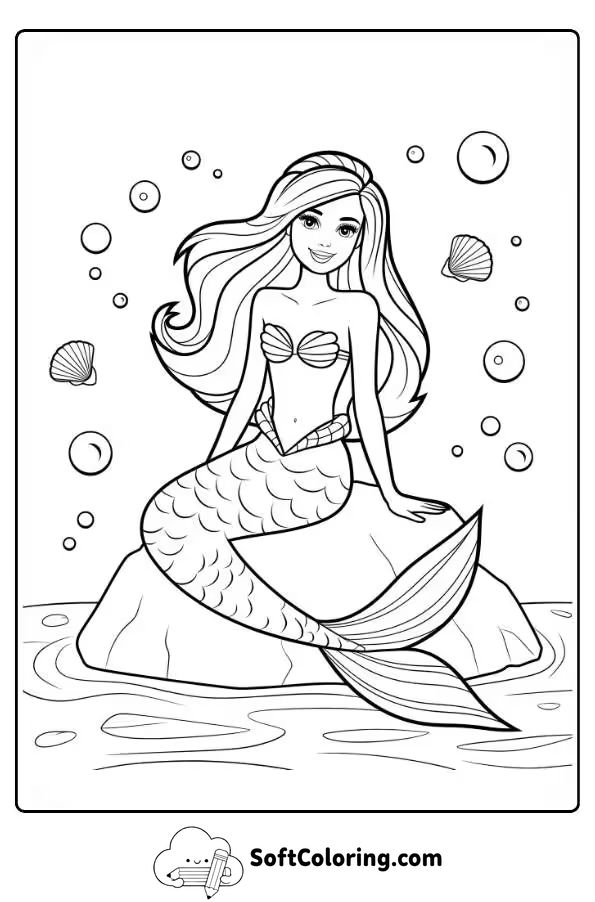 Barbie Mermaid Coloring Page 2
