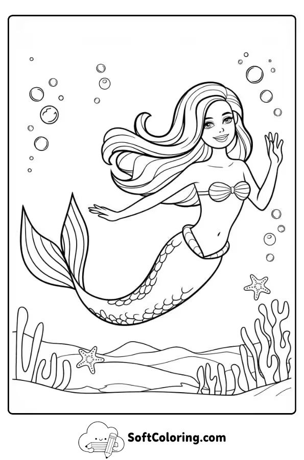Barbie Mermaid Coloring Page 5