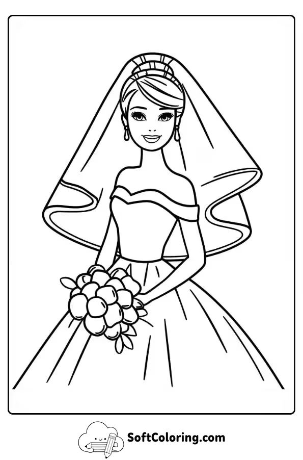 Barbie Wedding Coloring Page