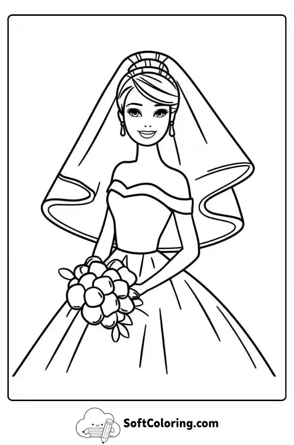 Barbie Wedding Coloring Page