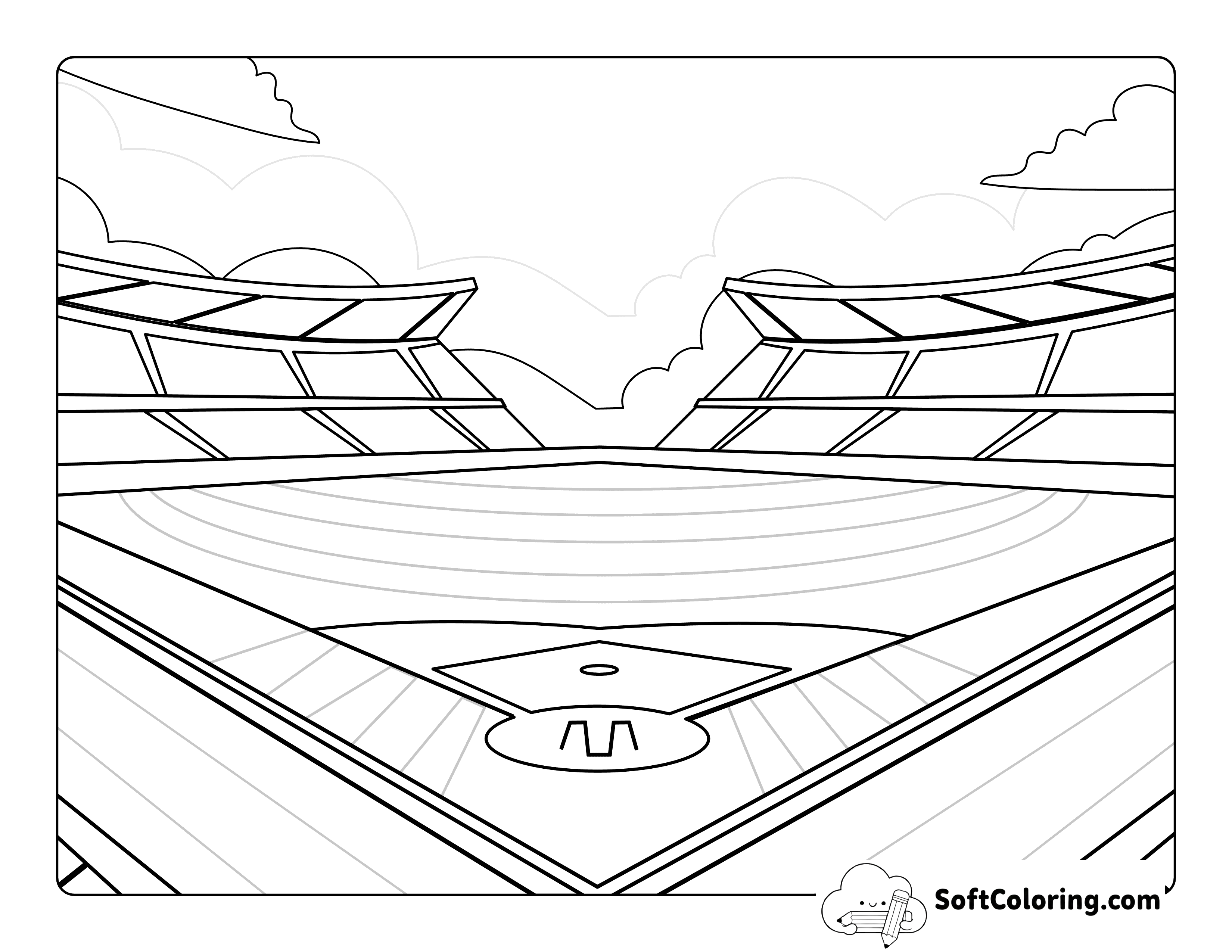 Cool MLB Baseball Field and Stadium Coloring Sheet