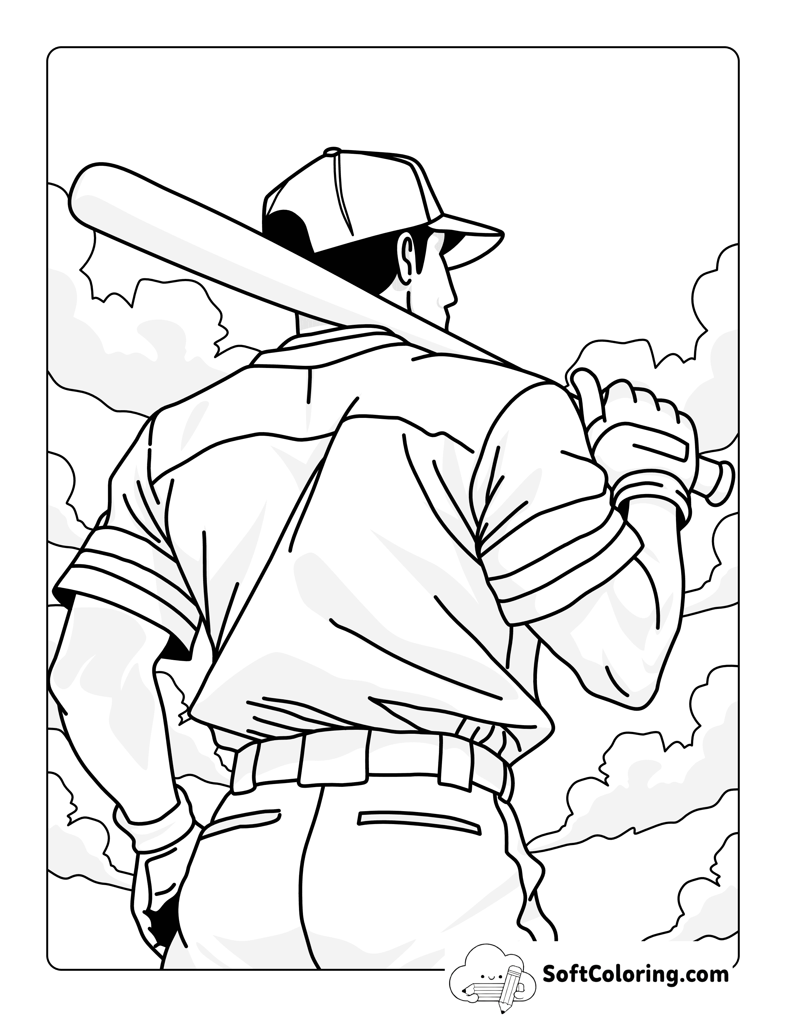 Cool Realistic MLB Batter Coloring Page for Adults
