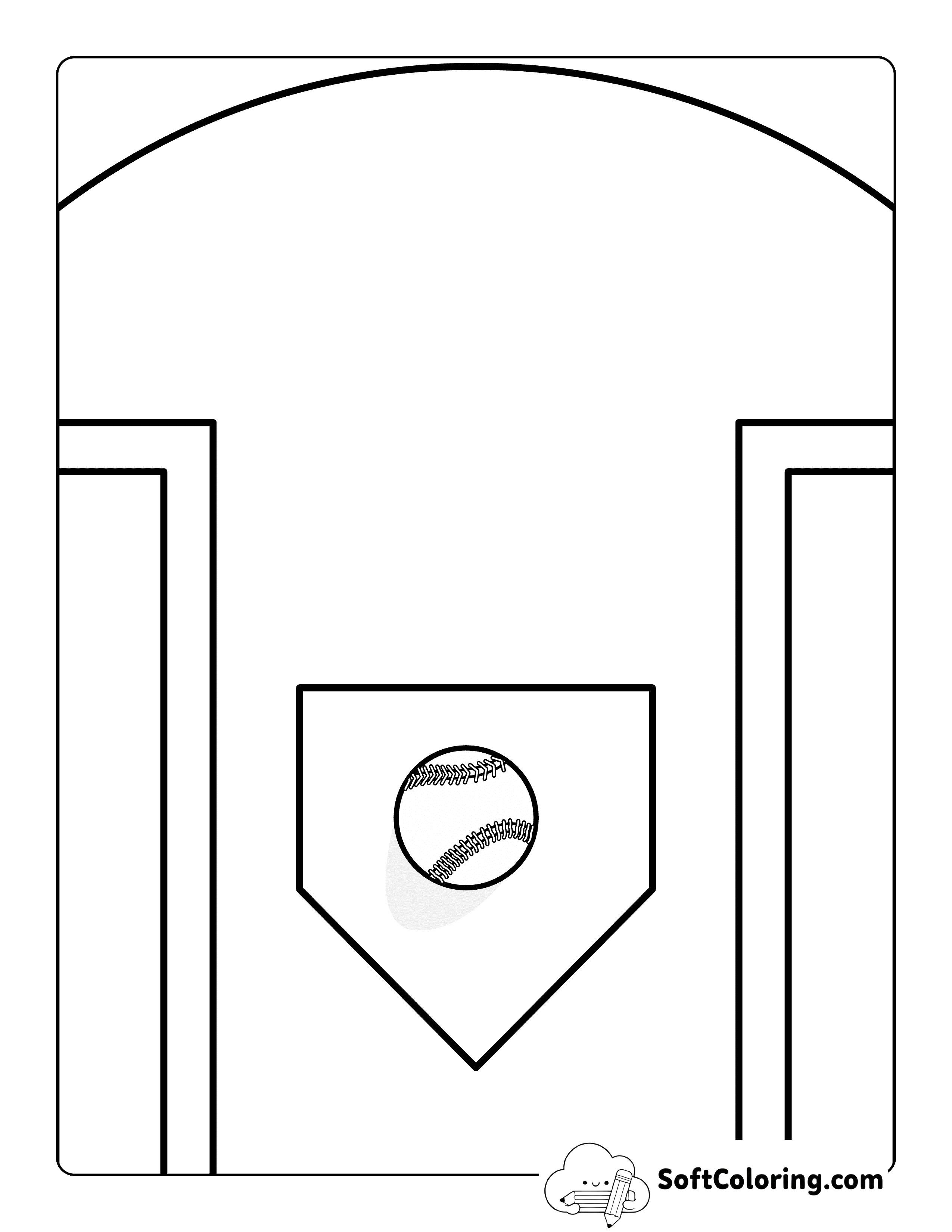 Easy Homeplate Softball Coloring Page for Kids