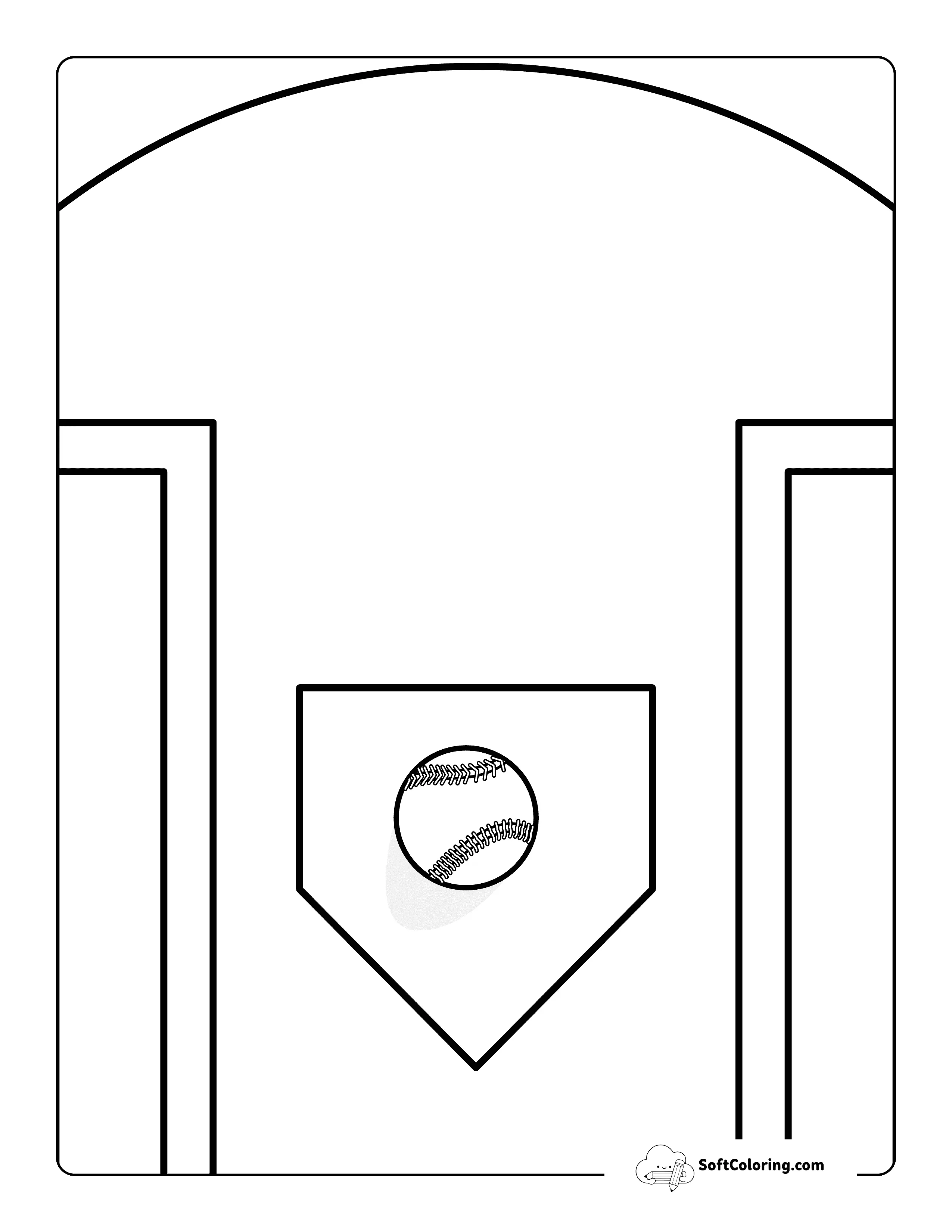 Easy Homeplate Softball Coloring Page For Kids