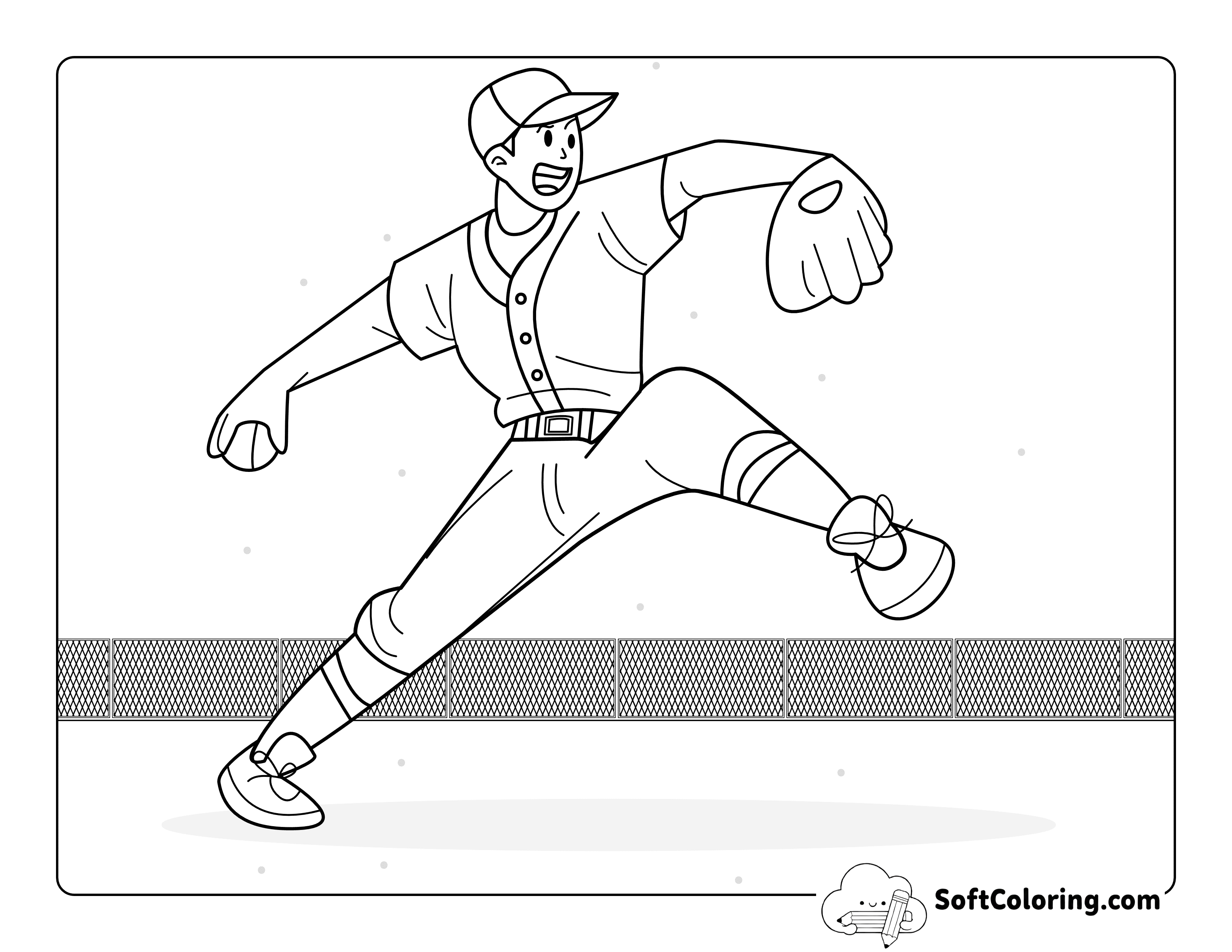 Easy and Cool Baseball Pitcher for Kids to Color