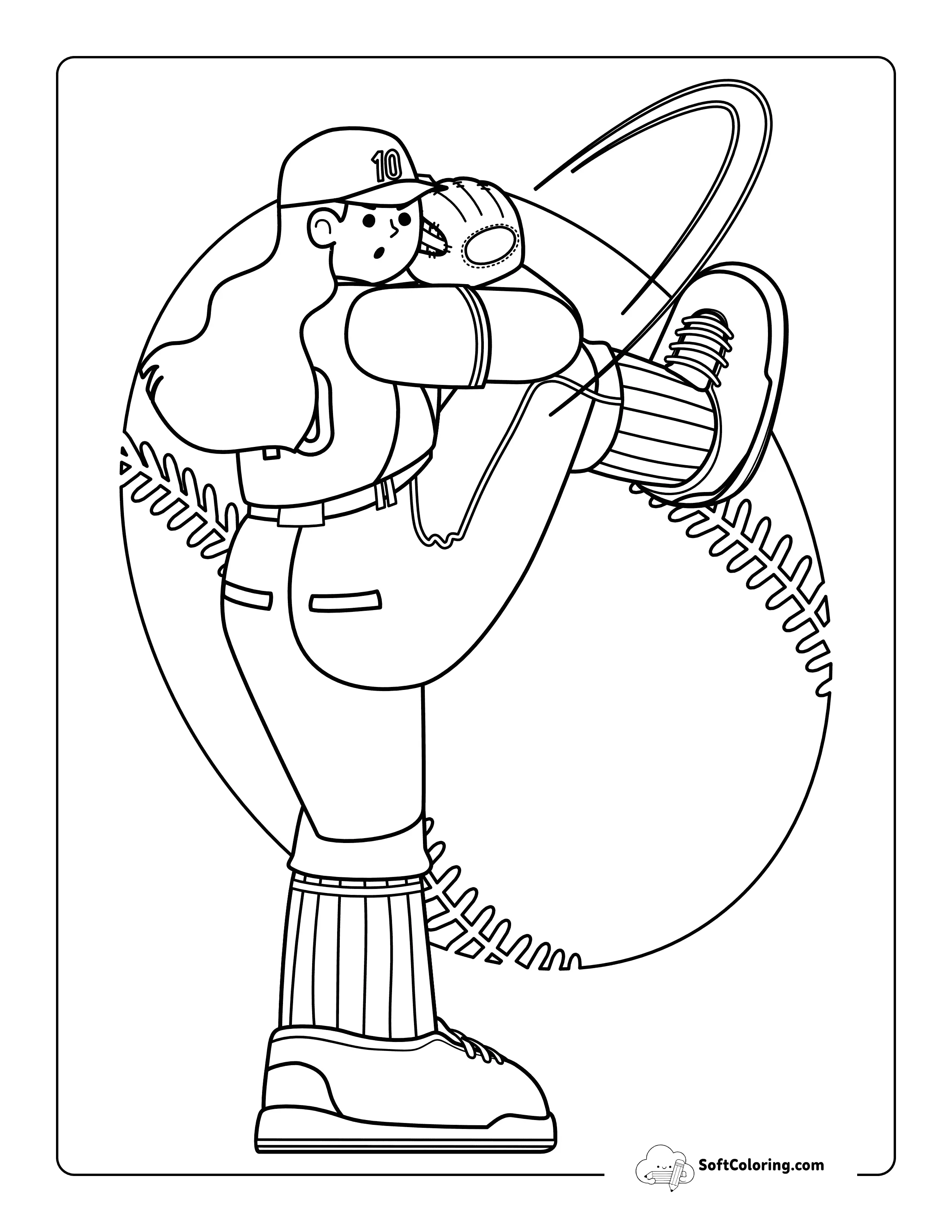 Easy Softball Pitcher To Color