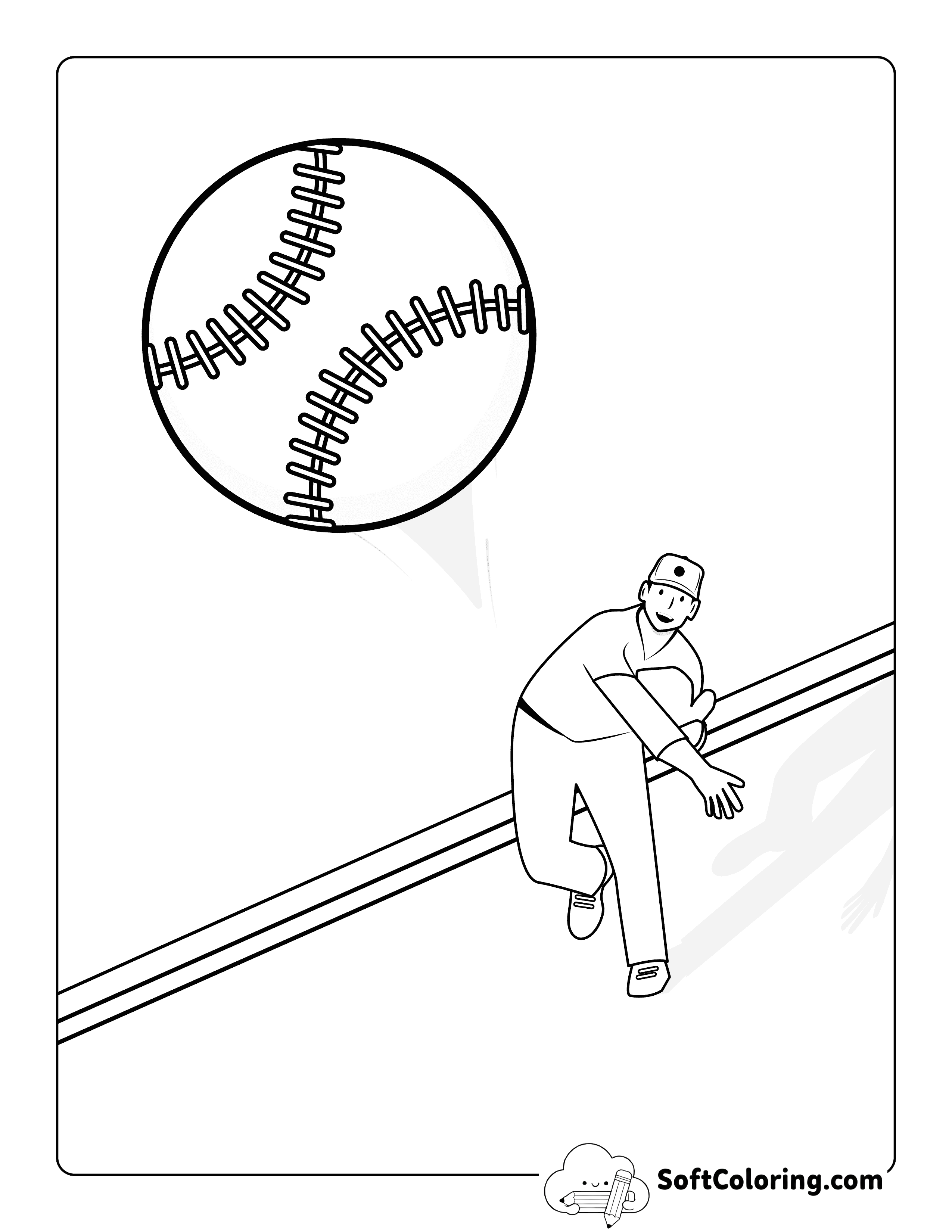 Easy MLB Baseball Player Coloring Page