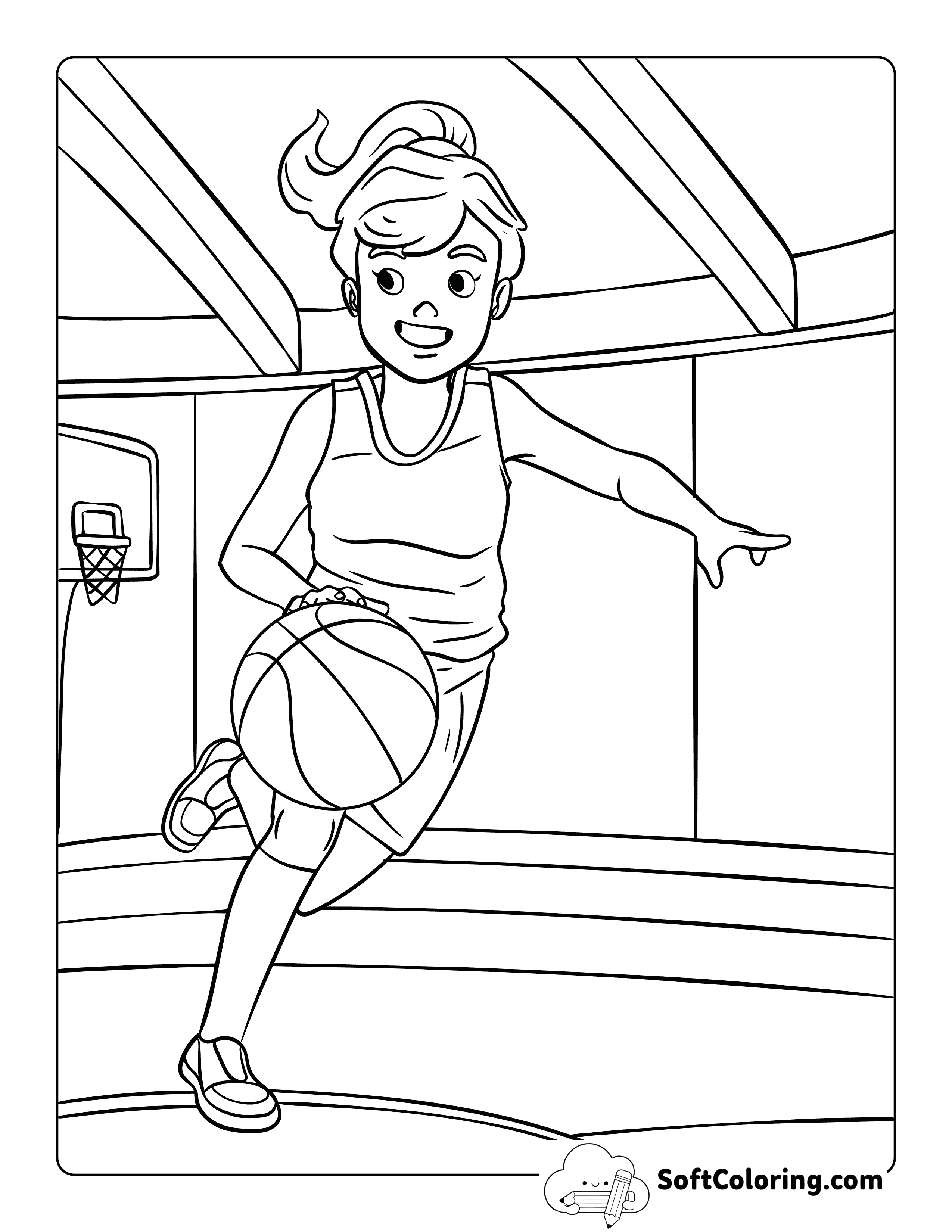 Easy Basketball Player Printable Coloring Page