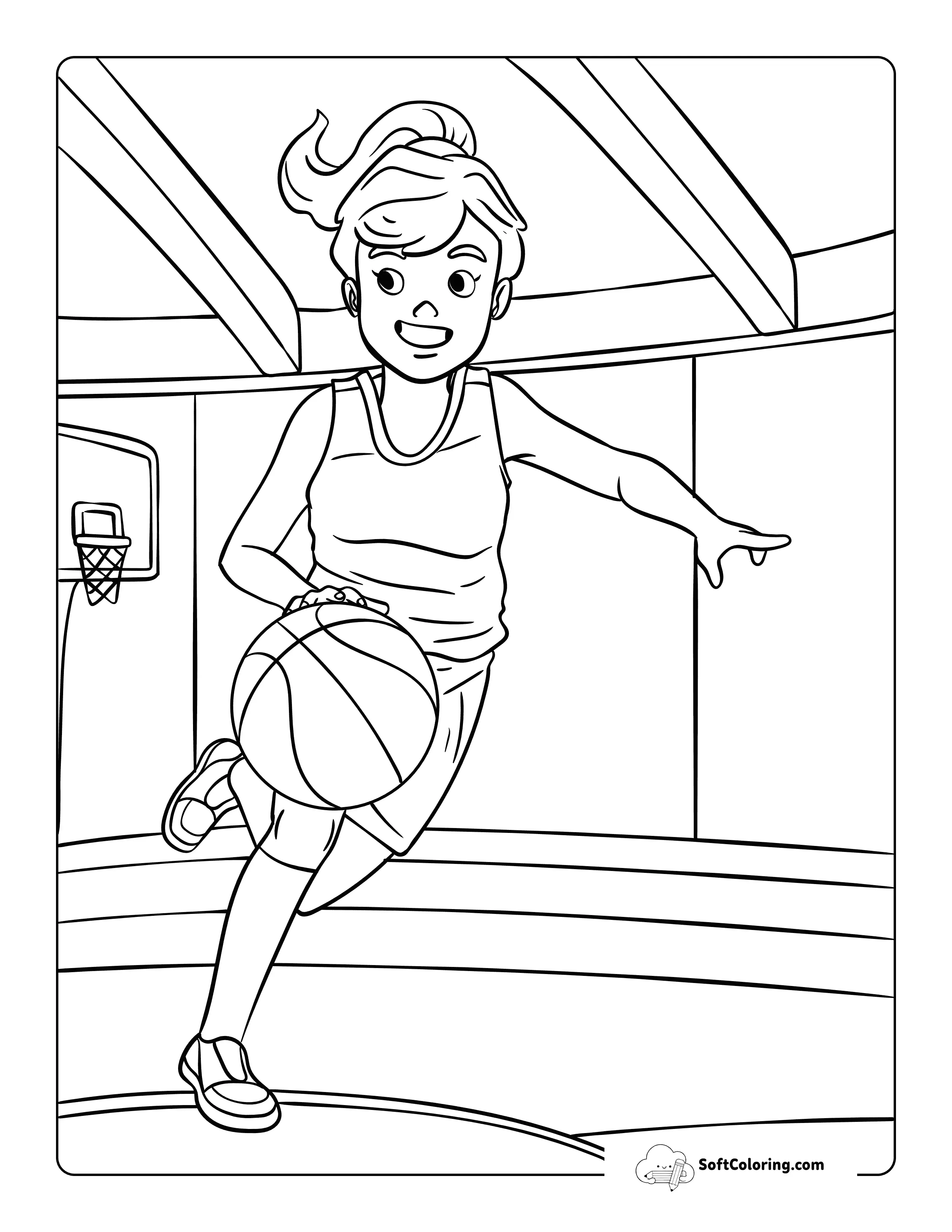 Easy Basketball Player Printable Coloring Page
