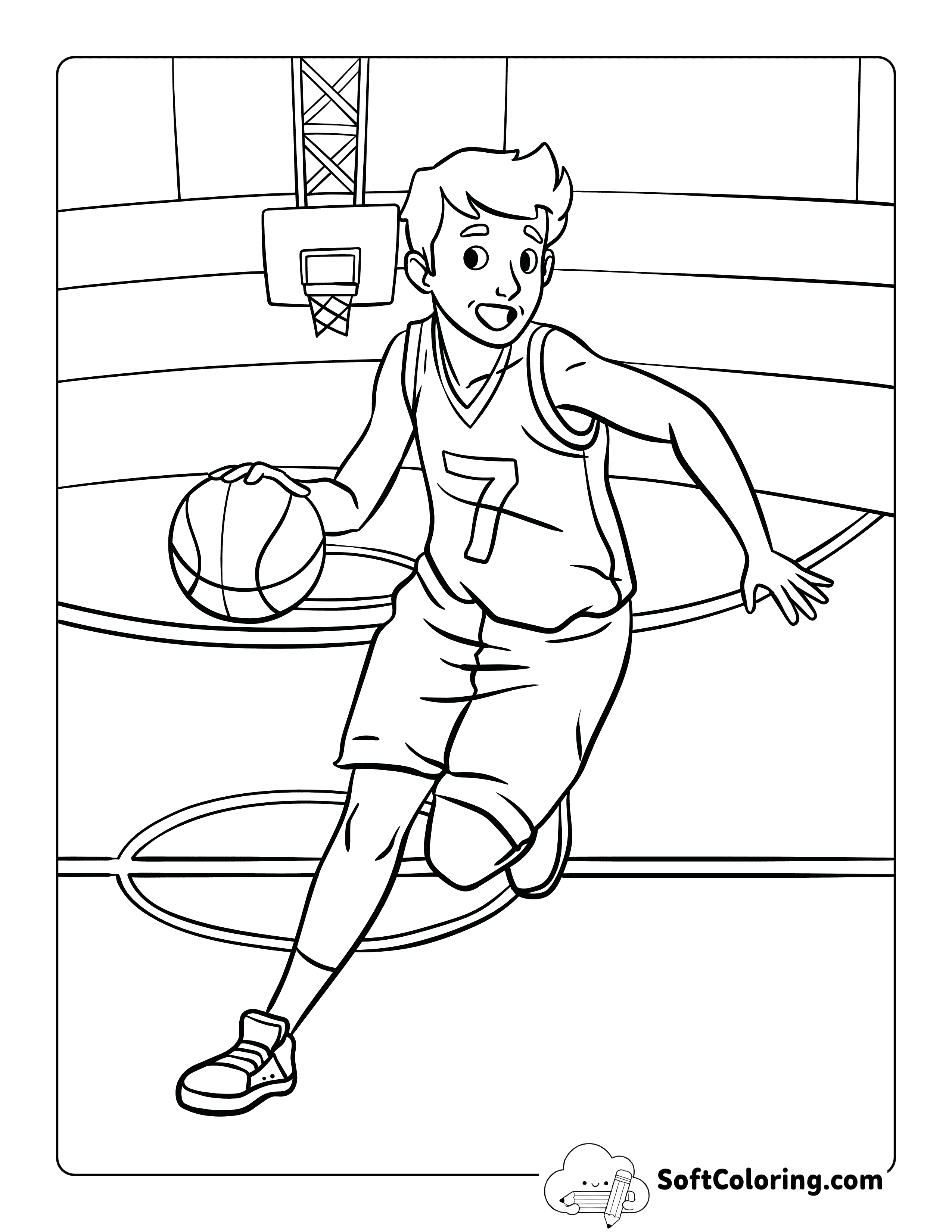 Basketball Player Drawing to Color