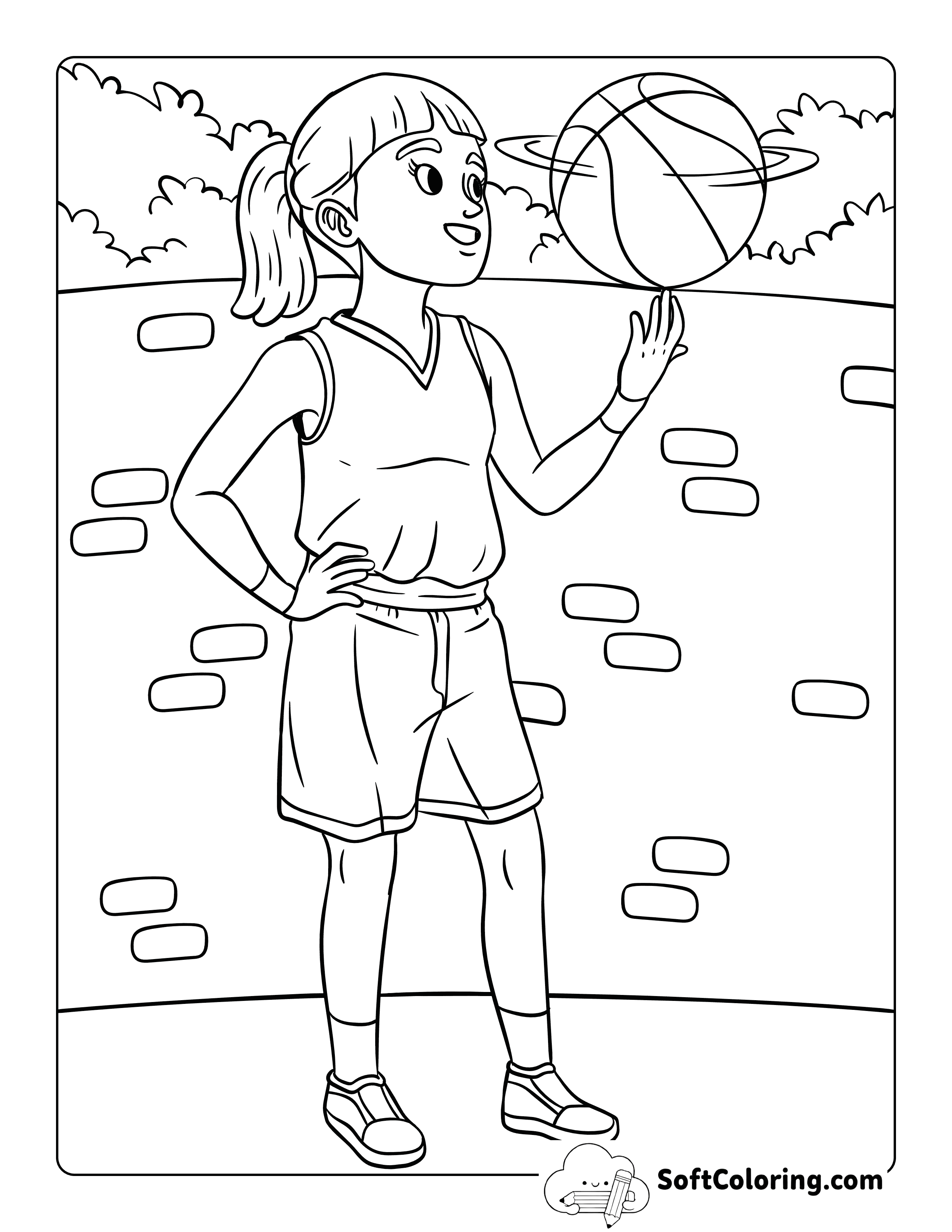 Simple Girl Basketball Player Spinning Ball