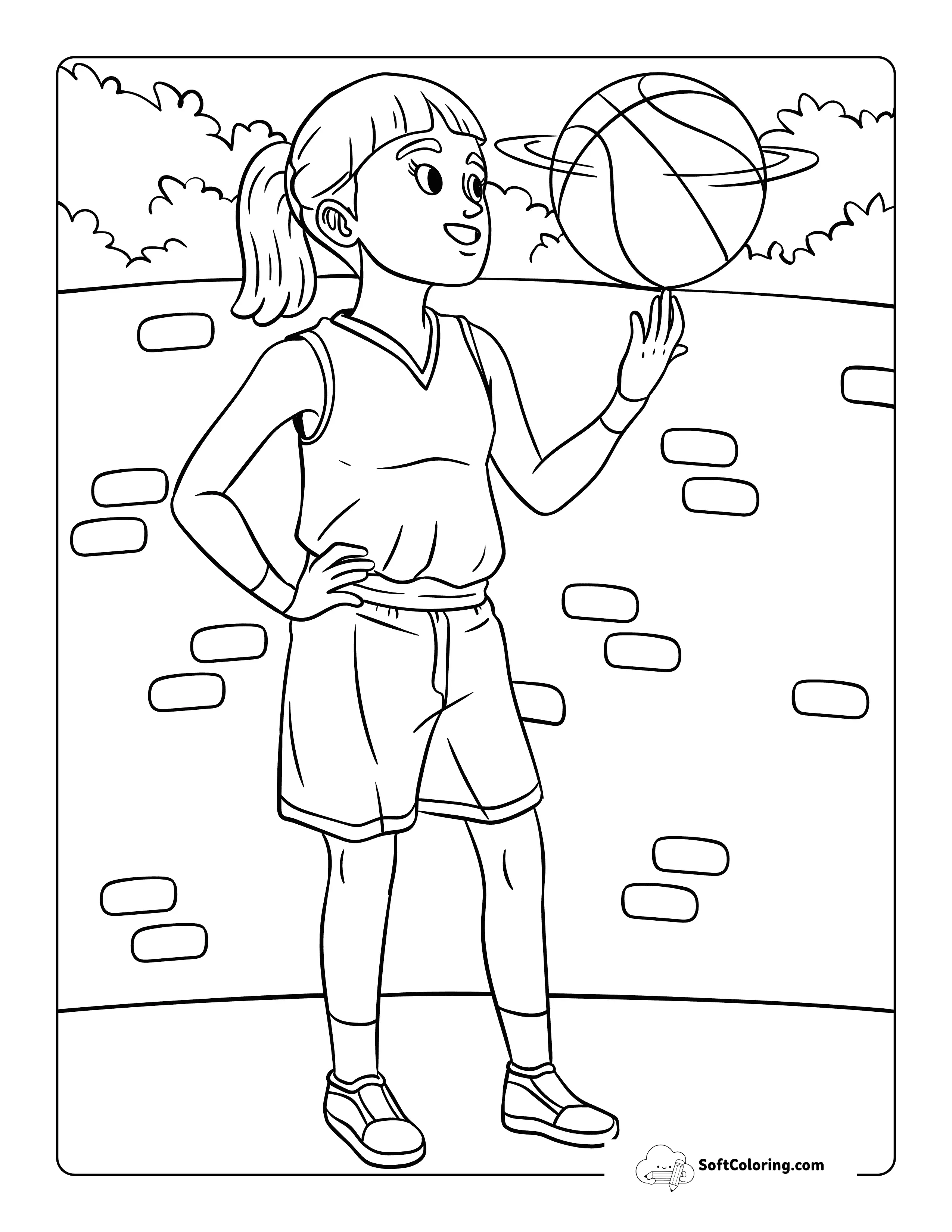 Simple Girl Basketball Player Spinning Ball