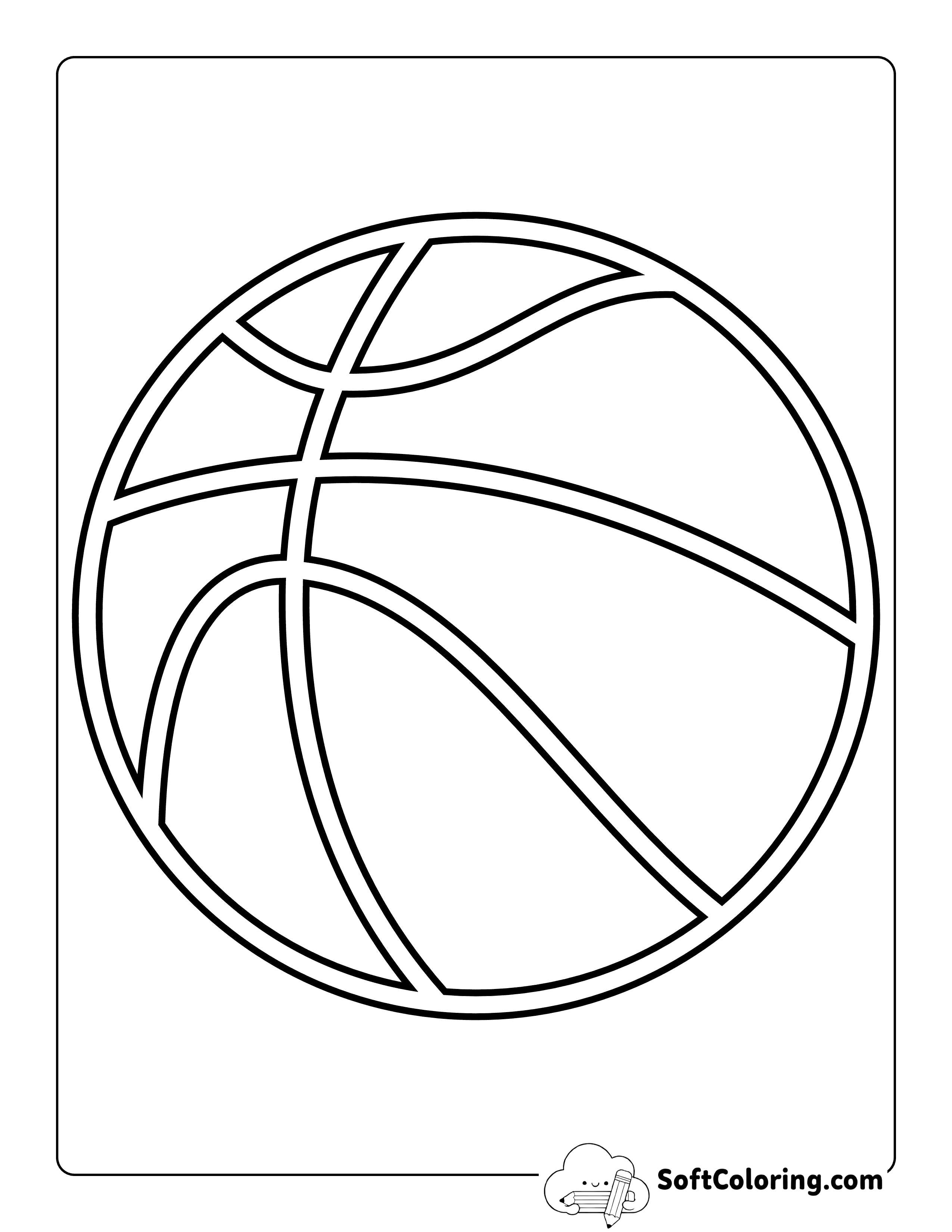 Simple Basketball Outline for Kids to Color