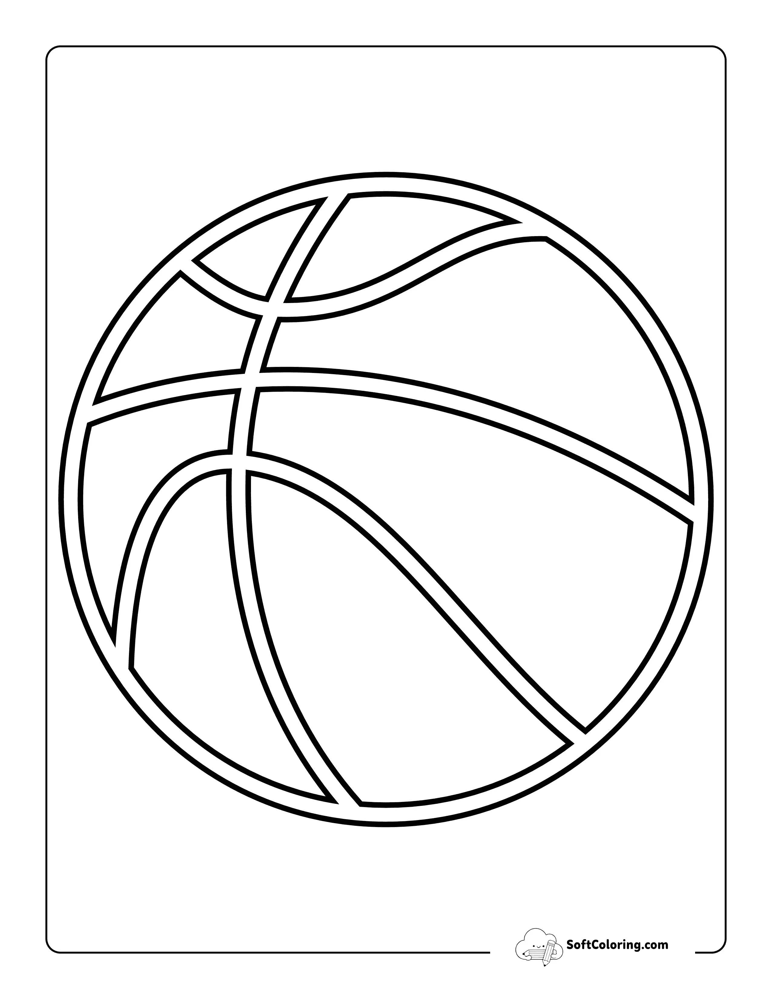 Simple Basketball Outline For Kids To Color
