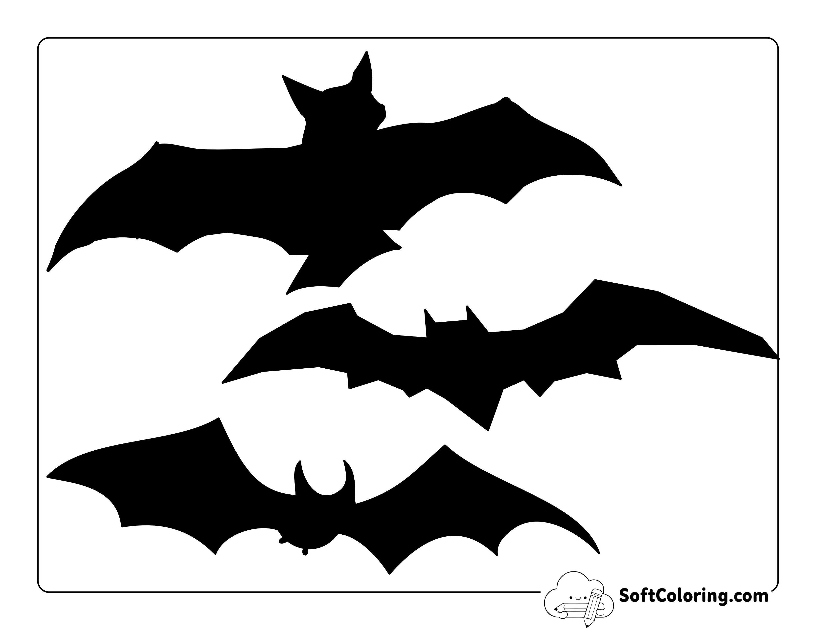 Black Bat Templates Set 2- 7.5" Size